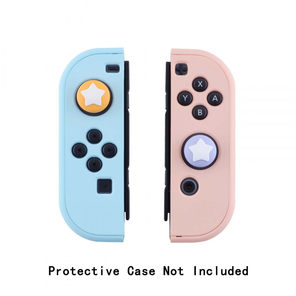 PlayVital Star Design Cute Switch Thumb Grip Caps, Light Violet & Caution Yellow Joystick Caps for Nintendo Switch Lite, Silicone Analog Cover for Switch OLED Joycon Thumb Stick Grips for Joy-Con Controller - NJM1004 PlayVital