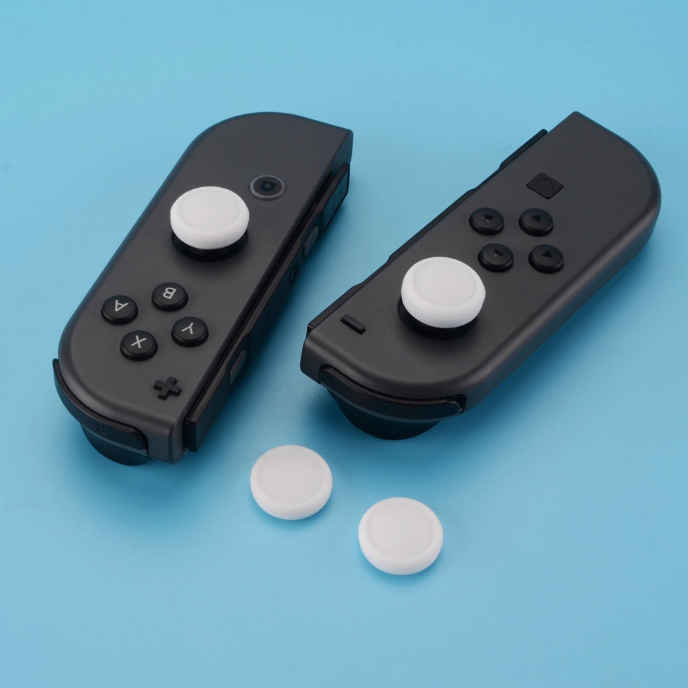 PlayVital Switch Joystick Caps, Switch Lite Thumb Stick Caps, Silicone Analog Cover for Switch OLED Joycon Thumb Grip Rocker Caps for Nintendo Switch Joy-Con Controller & Switch Lite & Switch OLED, 4 Pcs White - NJM1022 PlayVital