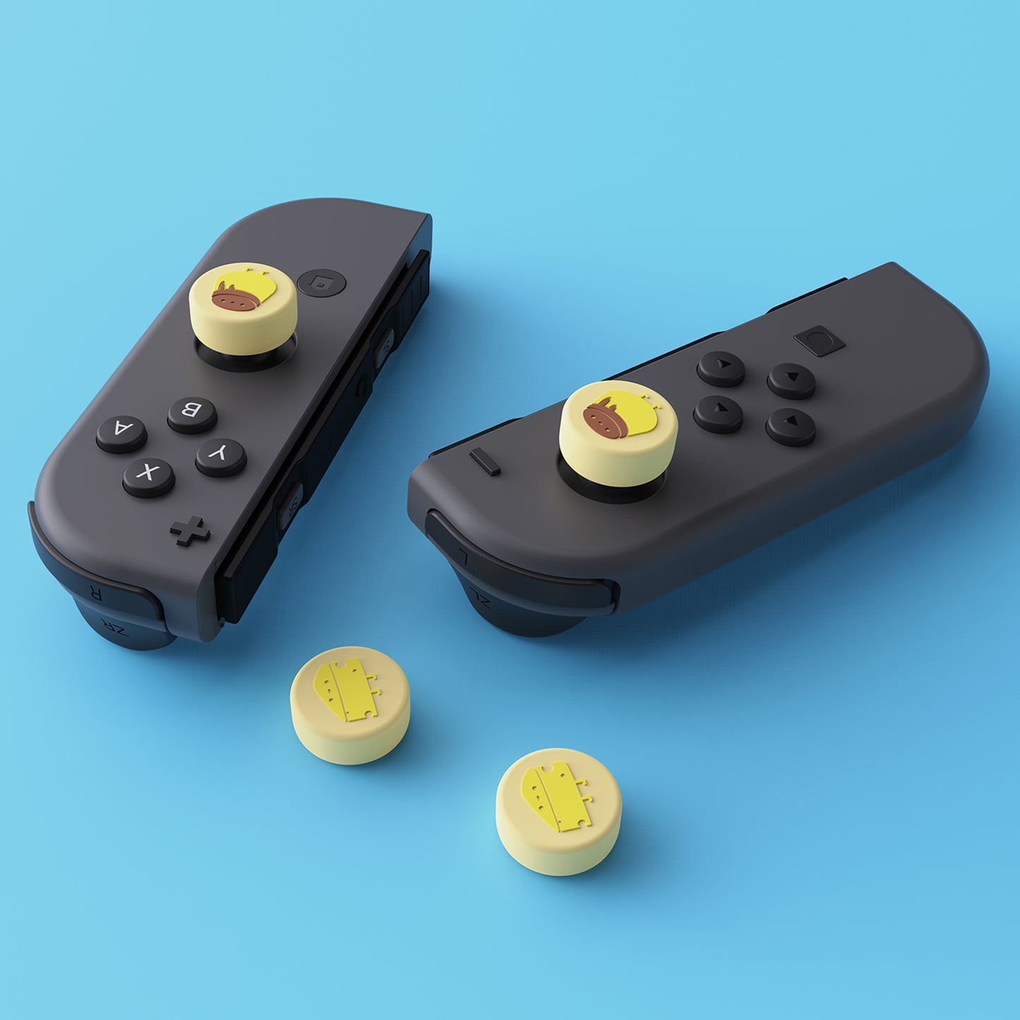 PlayVital Cheese & Pudding Cute Switch Thumb Grip Caps, Joystick Caps for Nintendo Switch Lite, Silicone Analog Cover Thumbstick Grips for Switch OLED Joycon - Cream Yellow - NJM1101 playvital