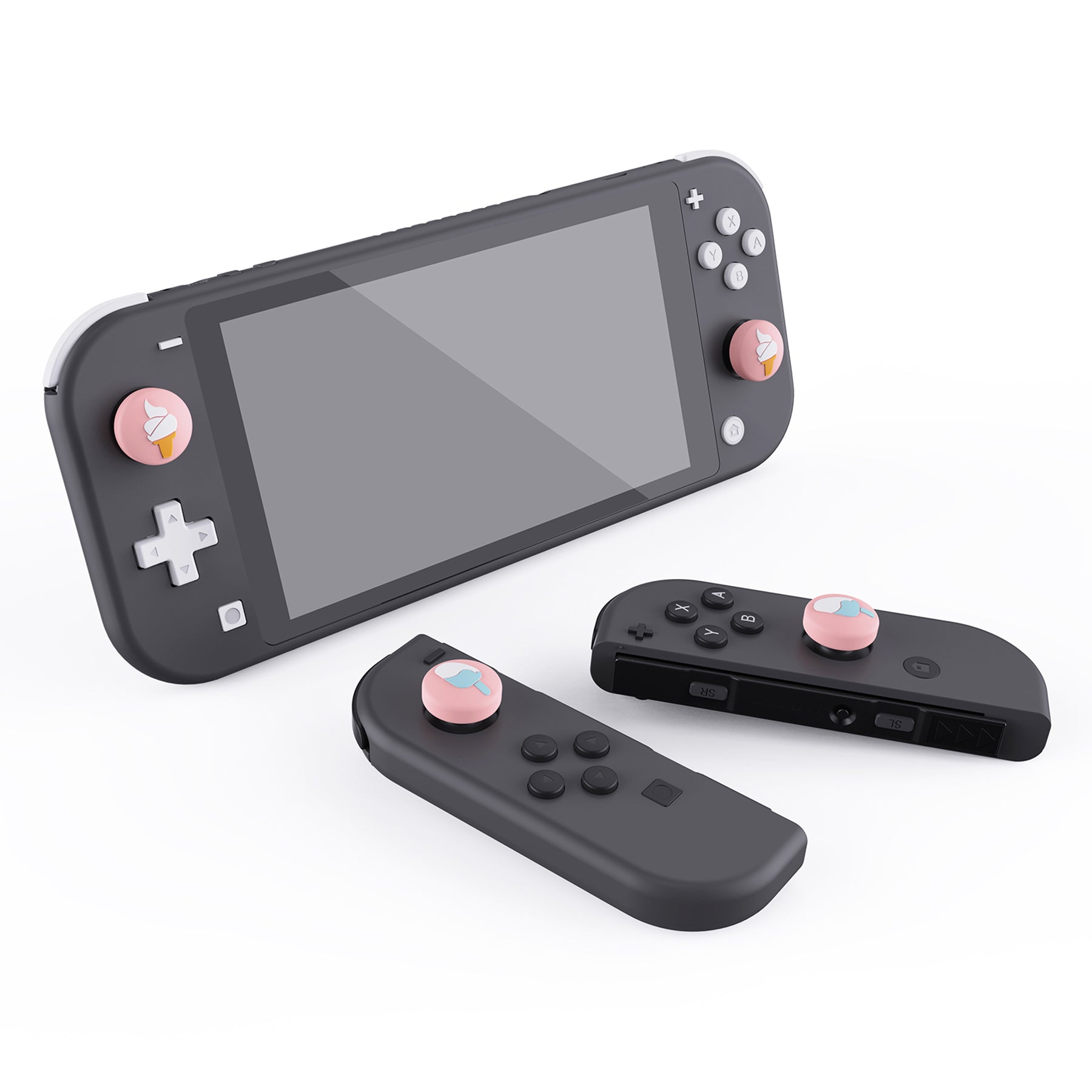 PlayVital Ice Cream Cute Switch Thumb Grip Caps, Joystick Caps for Nintendo Switch Lite, Silicone Analog Cover Thumbstick Grips for Switch OLED Joycon - Pale Red - NJM1104 playvital