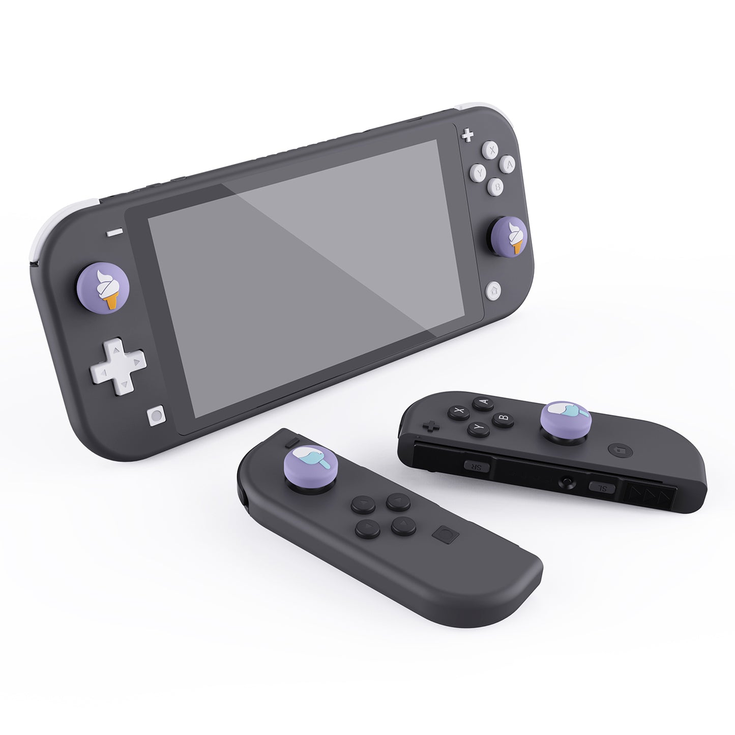 PlayVital Ice Cream Cute Switch Thumb Grip Caps, Joystick Caps for Nintendo Switch Lite, Silicone Analog Cover Thumbstick Grips for Switch OLED Joycon - Light Violet - NJM1105 playvital