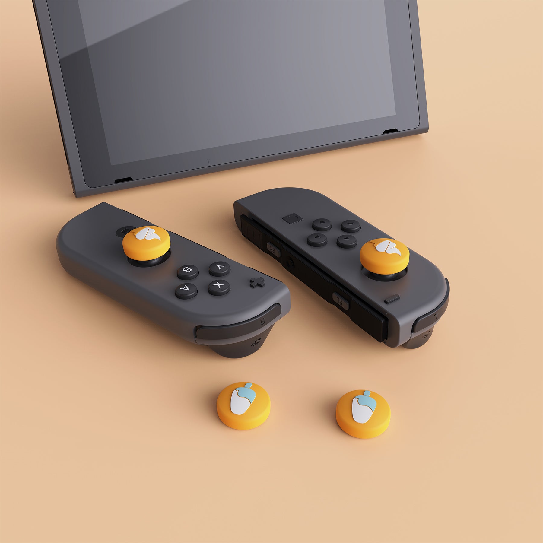PlayVital Ice Cream Cute Switch Thumb Grip Caps, Joystick Caps for Nintendo Switch Lite, Silicone Analog Cover Thumbstick Grips for Switch OLED Joycon - Caution Yellow - NJM1106 playvital