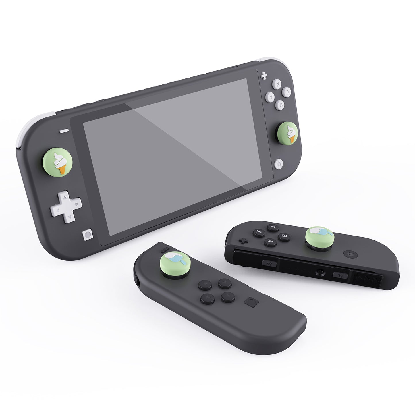 PlayVital Ice Cream Cute Switch Thumb Grip Caps, Joystick Caps for Nintendo Switch Lite, Silicone Analog Cover Thumbstick Grips for Switch OLED Joycon - Matcha Green - NJM1108 playvital