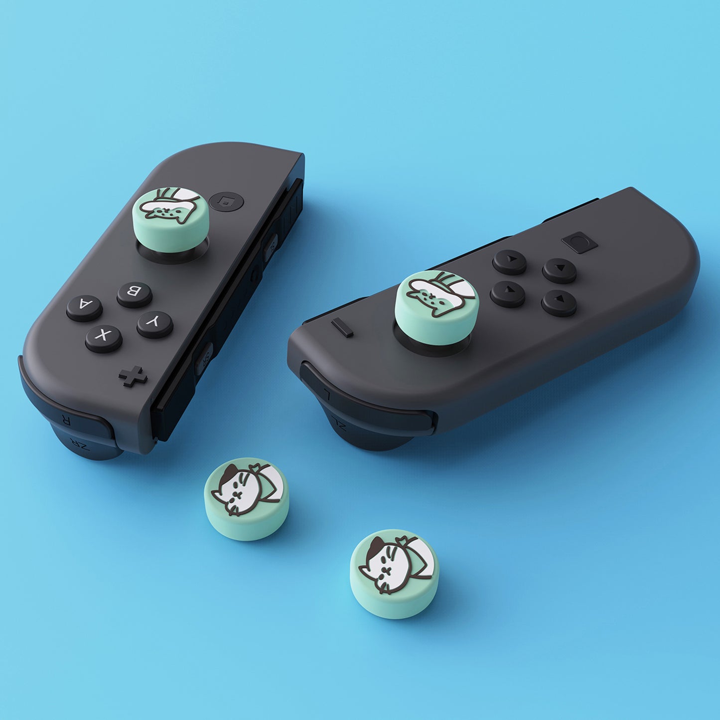 PlayVital Kitten & Doggie Cute Switch Thumb Grip Caps, Joystick Caps for Nintendo Switch Lite, Silicone Analog Cover Thumbstick Grips for Switch OLED Joycon - Seafoam Green - NJM1111 playvital