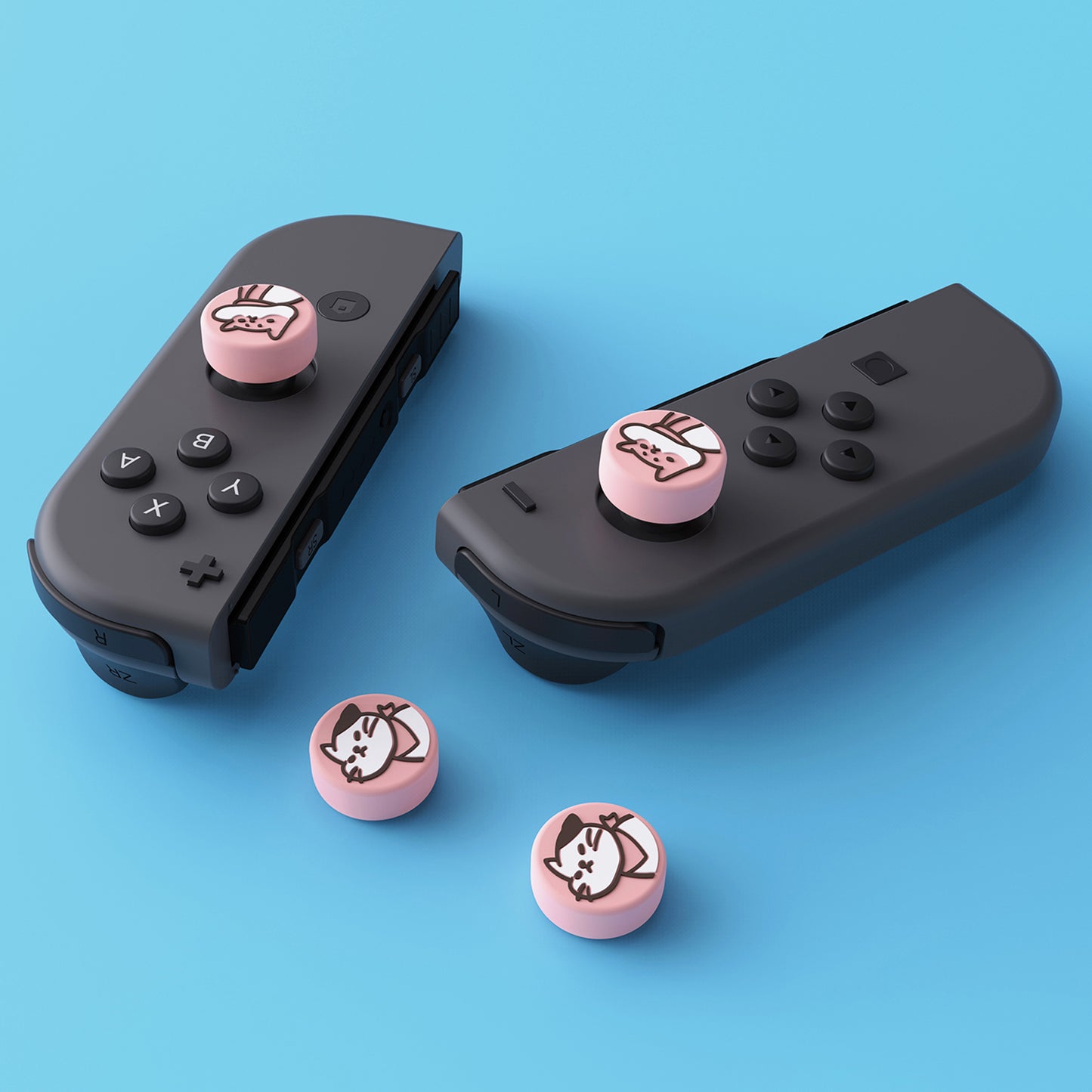 PlayVital Kitten & Doggie Cute Switch Thumb Grip Caps, Joystick Caps for Nintendo Switch Lite, Silicone Analog Cover Thumbstick Grips for Switch OLED Joycon - Pale Red - NJM1112 playvital