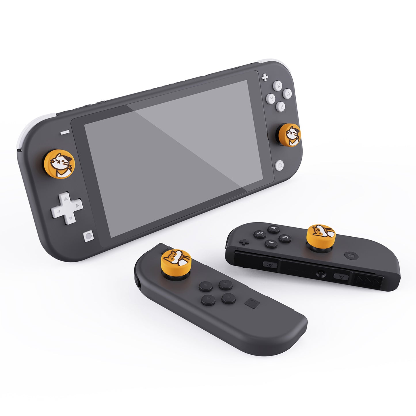 PlayVital Kitten & Doggie Cute Switch Thumb Grip Caps, Joystick Caps for Nintendo Switch Lite, Silicone Analog Cover Thumbstick Grips for Switch OLED Joycon - Caution Yellow - NJM1114 playvital