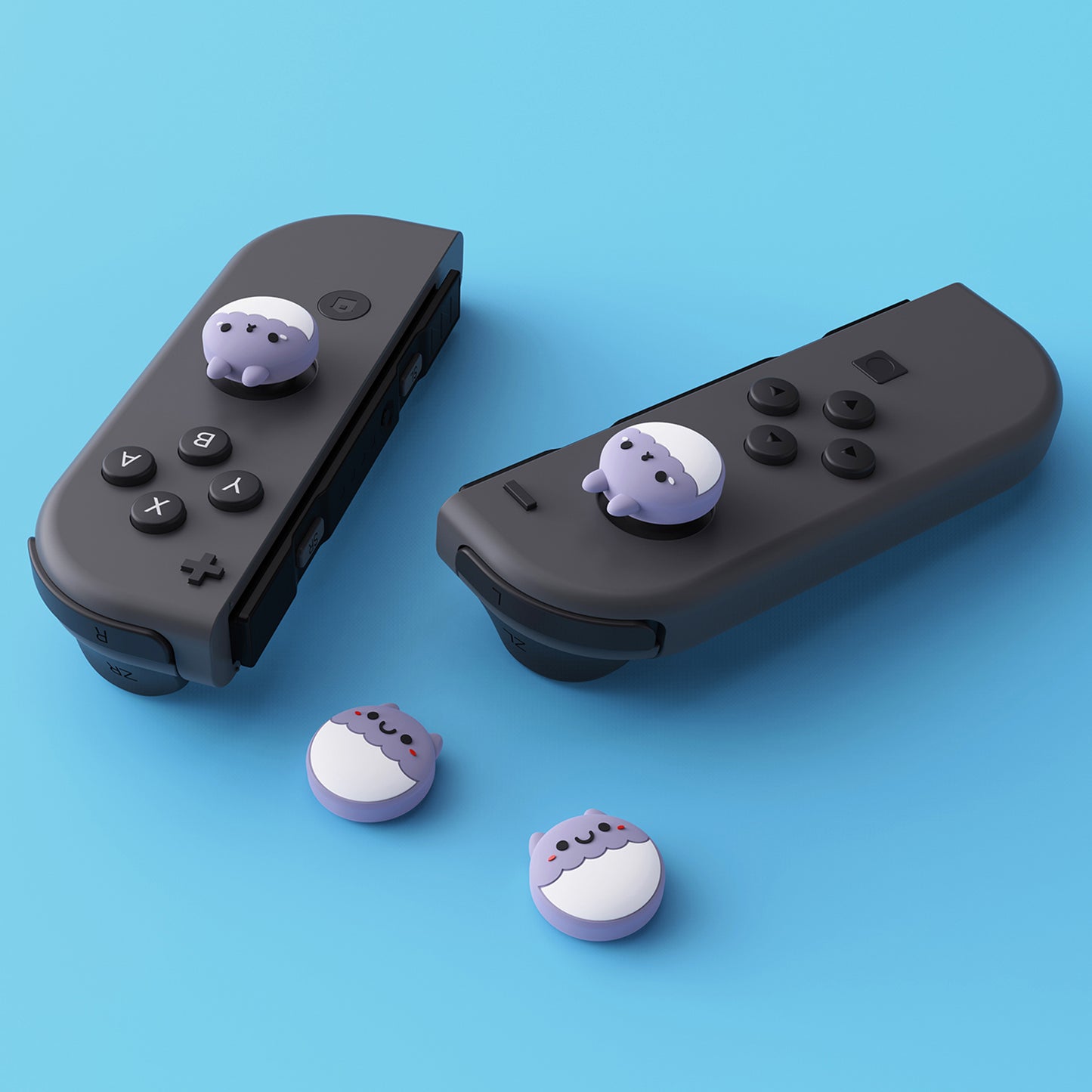 PlayVital Rabbit & Squirrel Cute Thumb Grip Caps for Nintendo Switch, Joystick Caps for Nintendo Switch Lite, Analog Cover Thumbstick Grips for OLED Joycon - Light Violet - NJM1120 playvital