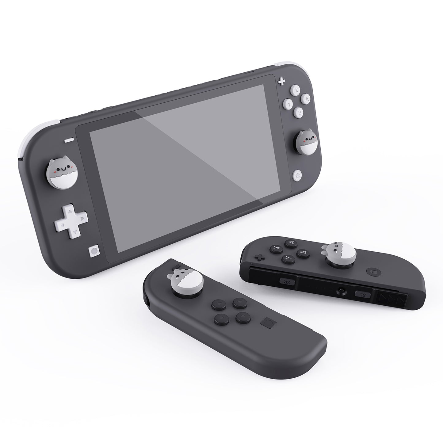 PlayVital Rabbit & Squirrel Cute Thumb Grip Caps for Nintendo Switch, Joystick Caps for Nintendo Switch Lite, Analog Cover Thumbstick Grips for OLED Joycon - Light Gray - NJM1124 playvital