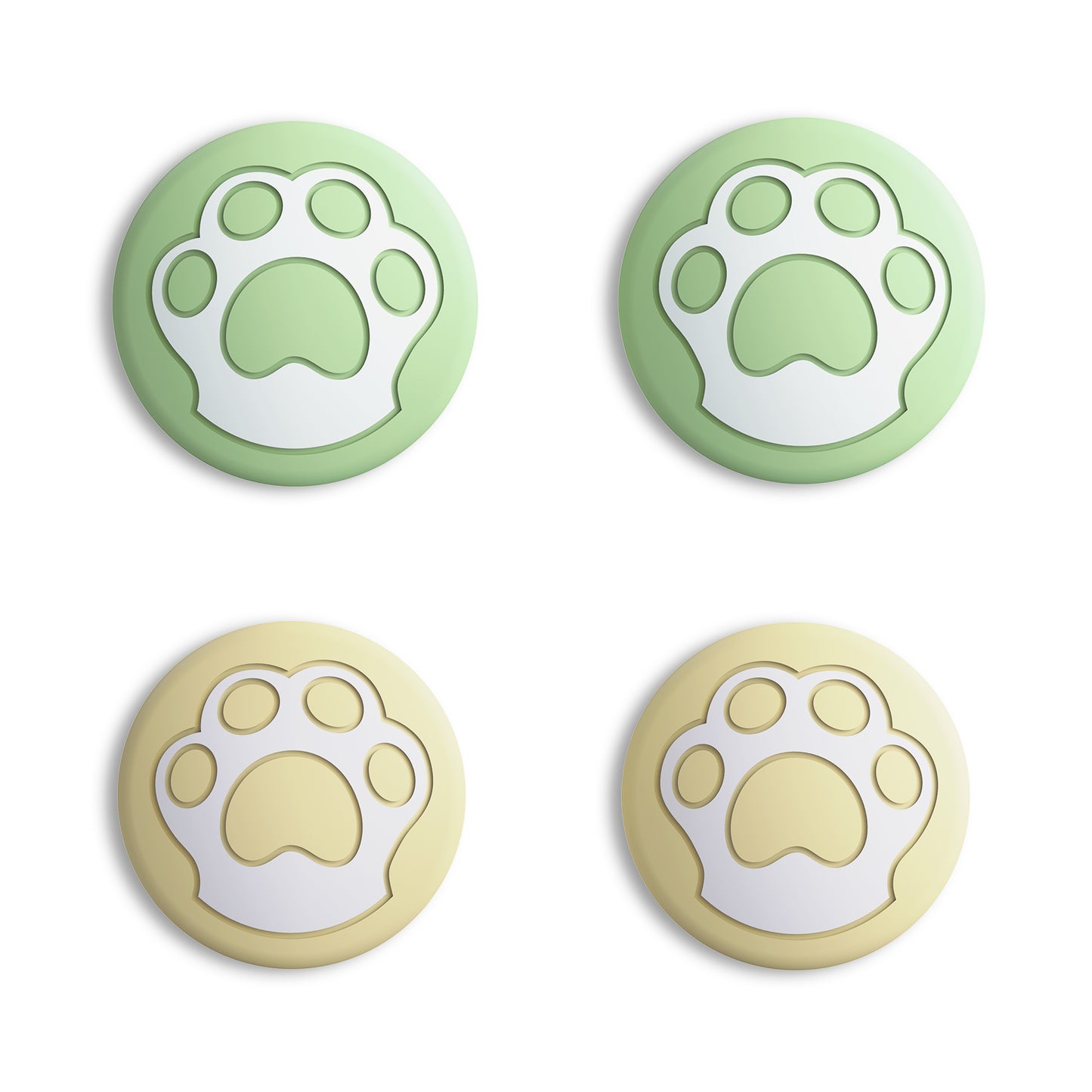PlayVital Cat Paw Cute Switch Thumb Grip Caps, Joystick Caps for Nintendo Switch Lite, Silicone Analog Cover Thumb Stick Grips for Joy-Con Controller - Matcha Green & Cream Yellow - NJM1128 playvital