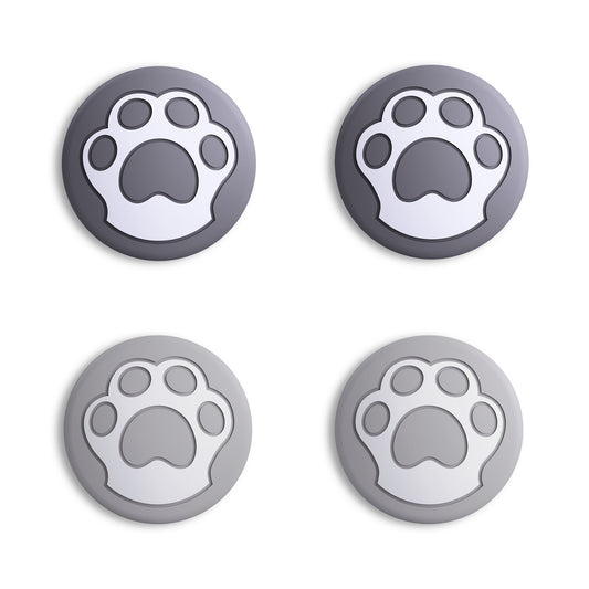 PlayVital Cat Paw Cute Switch Thumb Grip Caps, Joystick Caps for Nintendo Switch Lite, Silicone Analog Cover Thumb Stick Grips for Joy-Con Controller - Gray & Light Gray - NJM1129 playvital