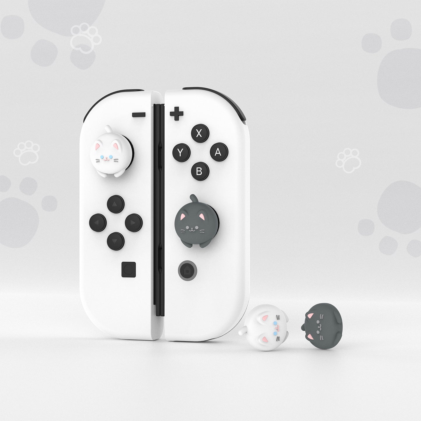 PlayVital Joystick Caps for NS Switch, Thumbstick Caps for NS Switch Lite, Analog Cover for NS Switch OLED Joycon Thumb Grip Caps for NS Switch & NS Switch Lite & NS Switch OLED - Cutie Kitty - NJM1164 playvital