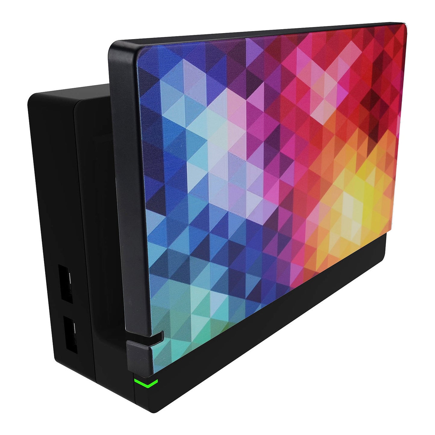 PlayVital Colorful Triangle Patterned Custom Protective Case for NS Switch Charging Dock, Dust Anti Scratch Dust Hard Cover for NS Switch Dock - Dock NOT Included - NTG7003 PlayVital