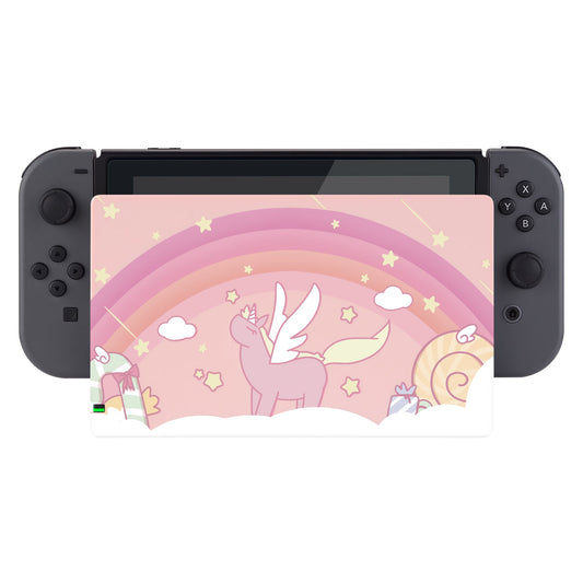 PlayVital Candy Rainbow Unicorn Patterned Custom Protective Case for NS Switch Charging Dock, Dust Anti Scratch Dust Hard Cover for NS Switch Dock - Dock NOT Included - NTG7007 PlayVital