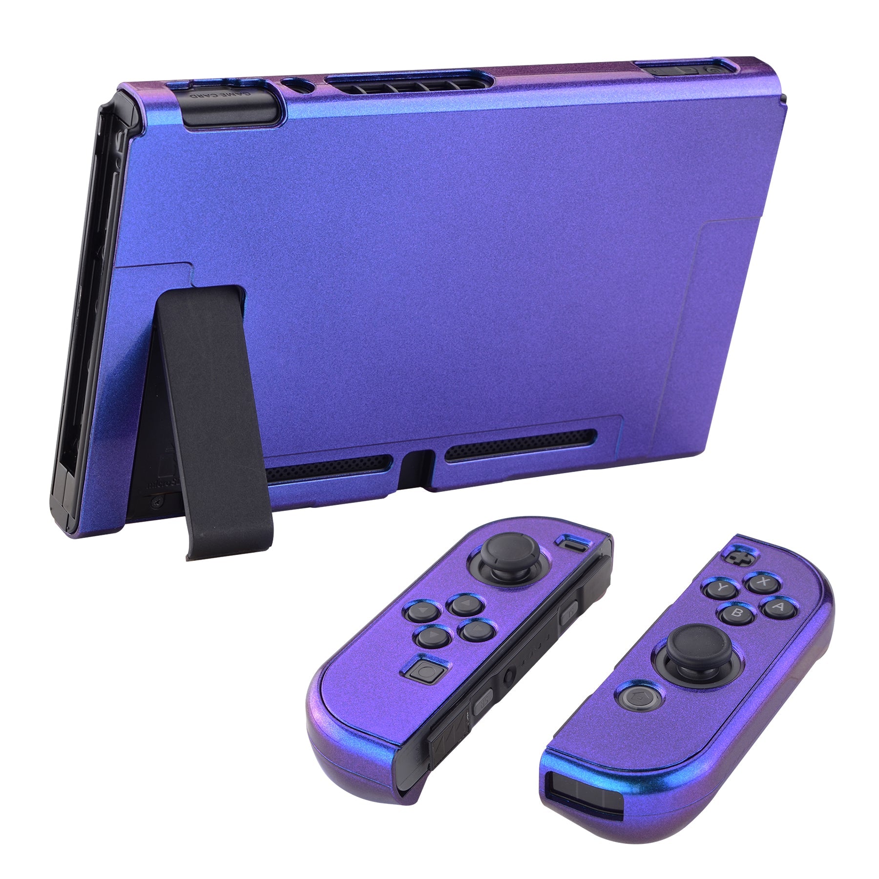 PlayVital Chameleon Purple Blue Glossy Back Cover for NS Switch Console, NS Joycon Handheld Controller Separable Protector Hard Shell, Customized Dockable Protective Case for NS Switch - NTP303 PlayVital