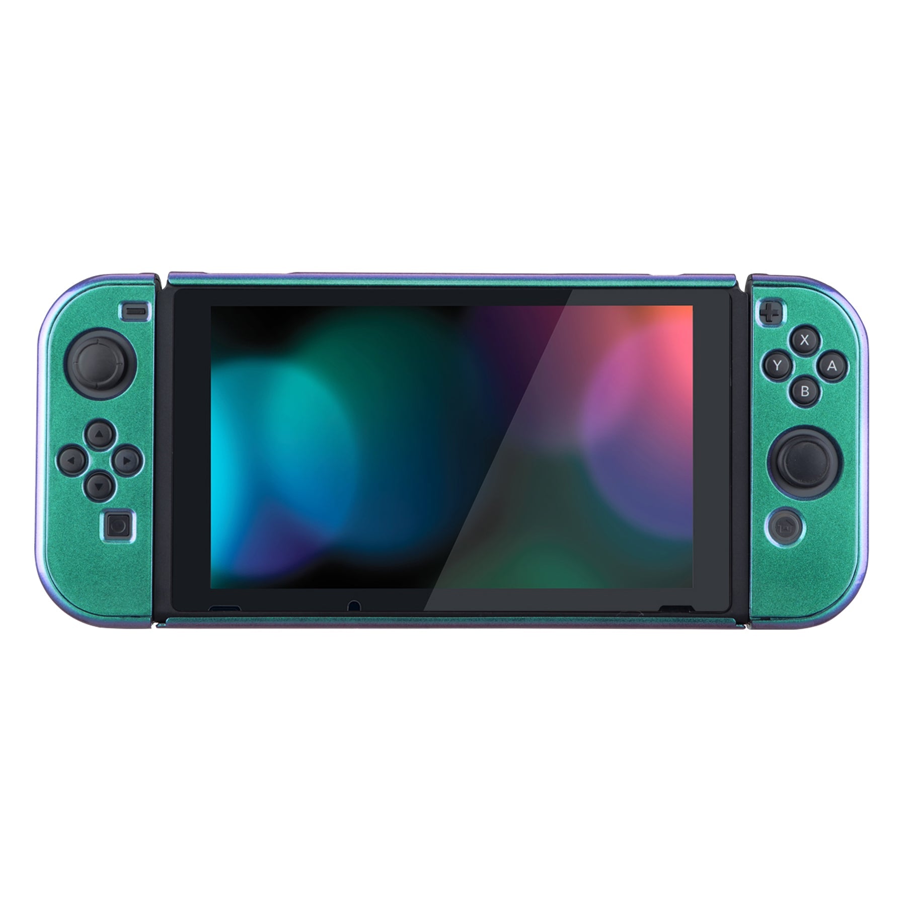 PlayVital Chameleon Green Purple Glossy Back Cover for NS Switch Console, NS Joycon Handheld Controller Separable Protector Hard Shell, Customized Dockable Protective Case for NS Switch - NTP304 PlayVital