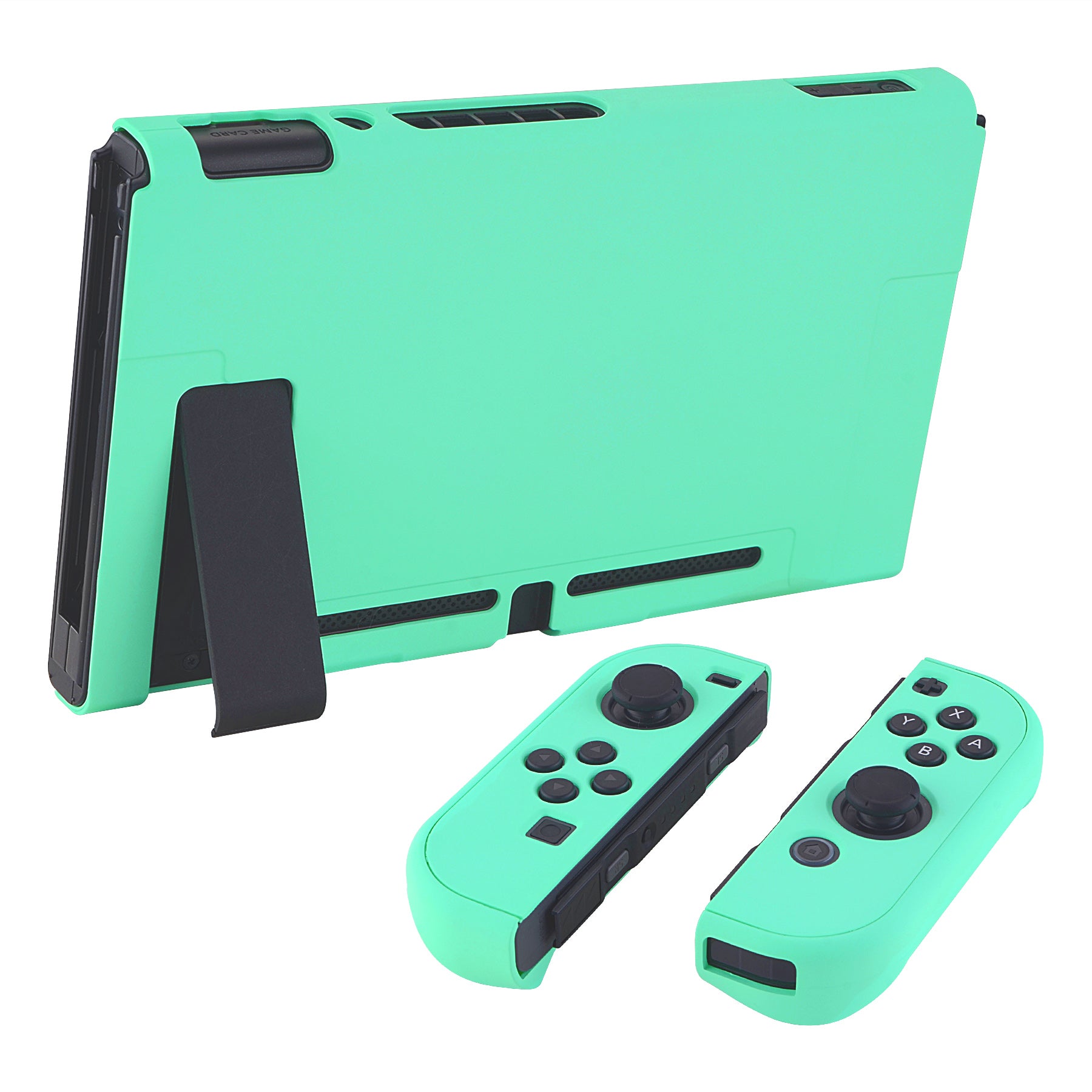 PlayVital Mint Green Back Cover for Nintendo Switch Console, NS Joycon Handheld Controller Separable Protector Hard Shell, Soft Touch Customized Dockable Protective Case for Nintendo Switch - NTP314 PlayVital