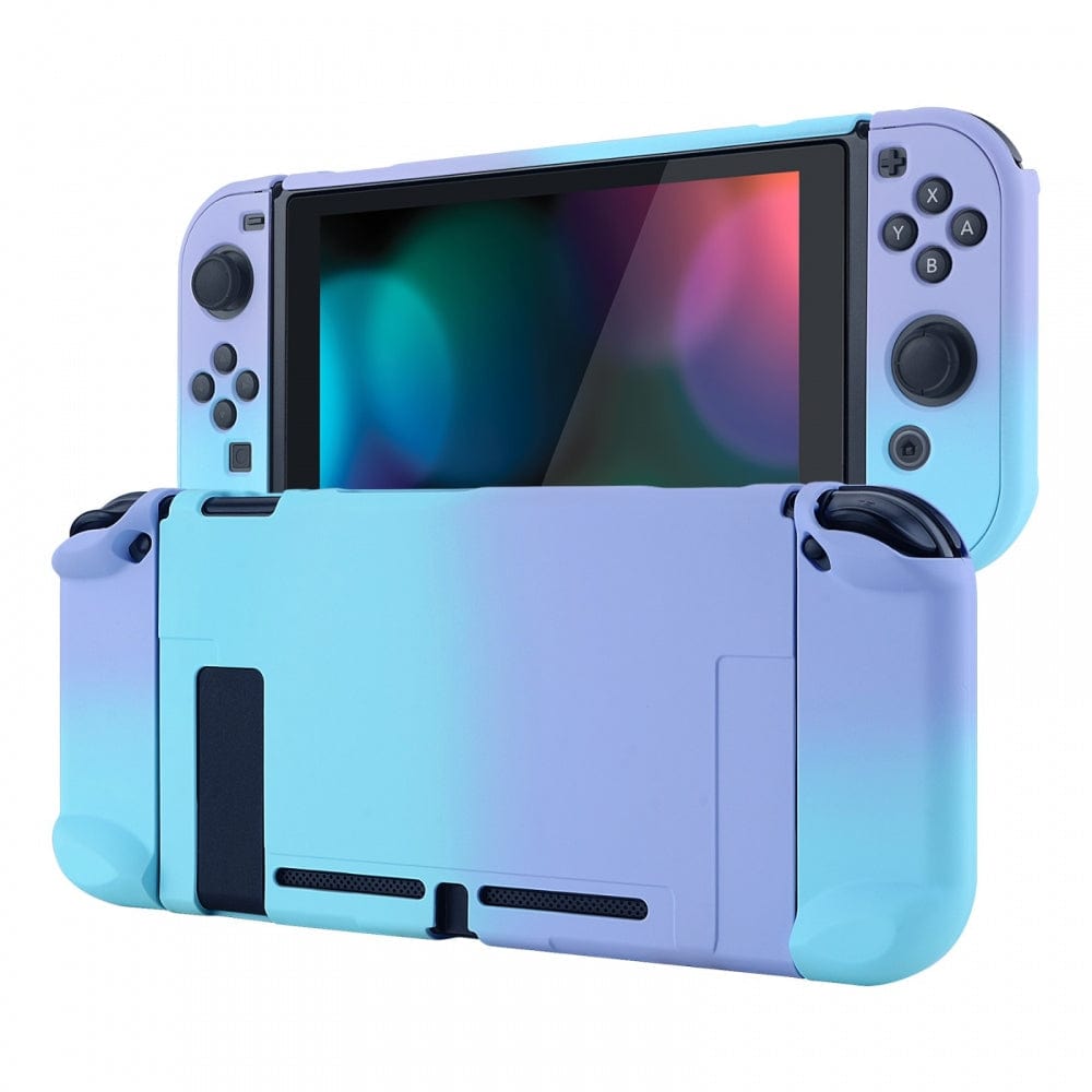 PlayVital Back Cover for Nintendo Switch Console, NS Joycon Handheld Controller Separable Protector Hard Shell, Soft Touch Custom Protective Case for Nintendo Switch - Gradient Violet Blue - NTP329 PlayVital