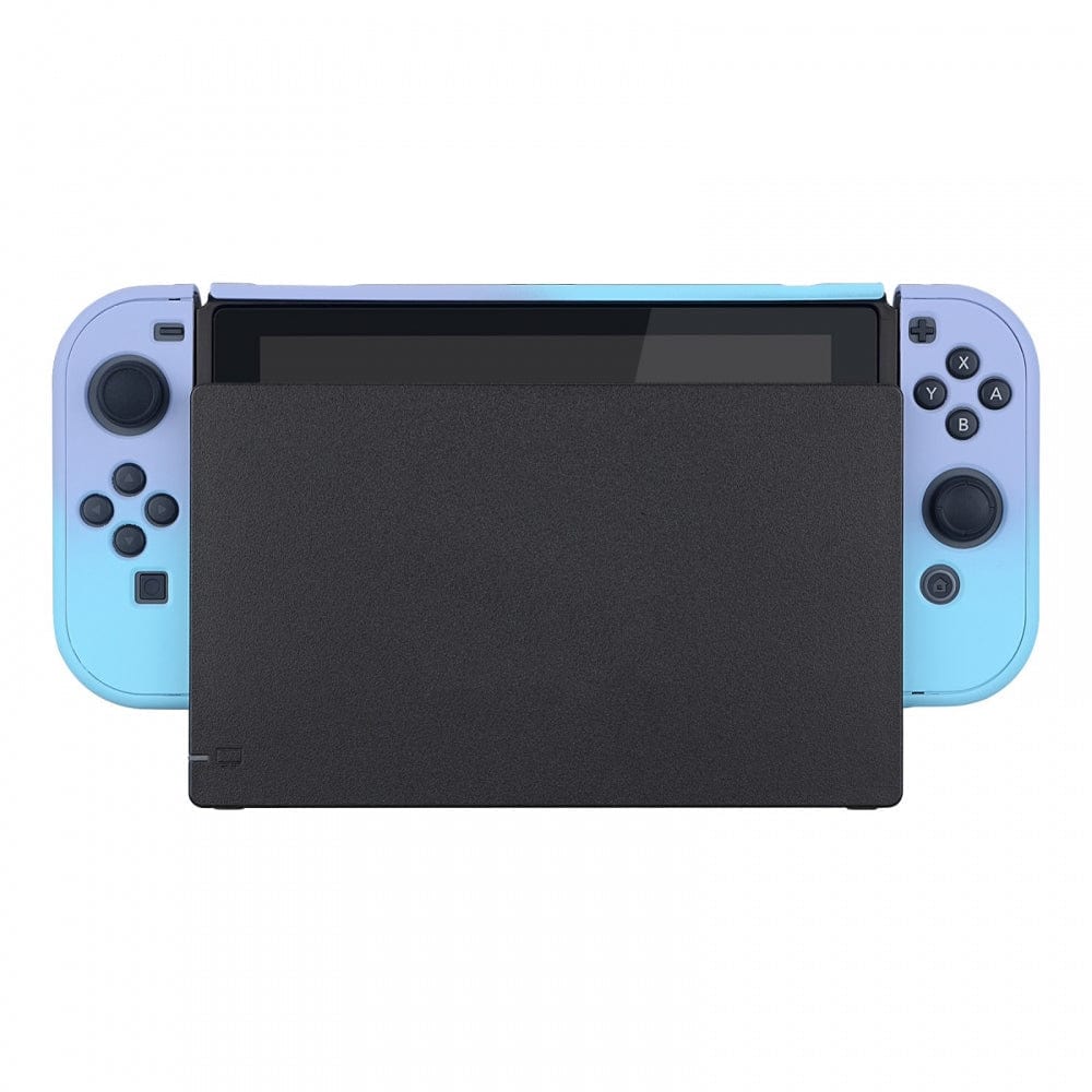PlayVital Back Cover for Nintendo Switch Console, NS Joycon Handheld Controller Separable Protector Hard Shell, Soft Touch Custom Protective Case for Nintendo Switch - Gradient Violet Blue - NTP329 PlayVital