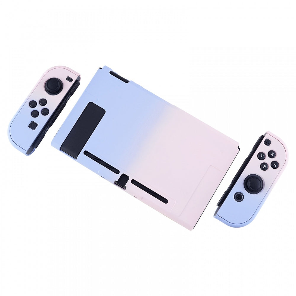 PlayVital Back Cover for Nintendo Switch Console, NS Joycon Handheld Controller Separable Protector Hard Shell, Soft Touch Custom Protective Case for Nintendo Switch - Gradient Pink Violet - NTP330 PlayVital