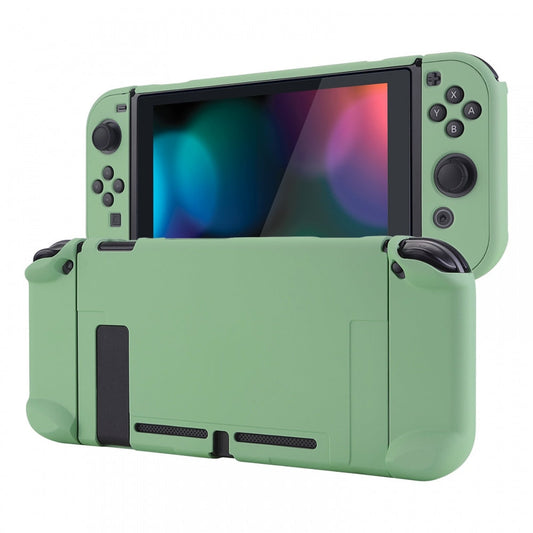 PlayVital Matcha Green Back Cover for Nintendo Switch Console, NS Joycon Handheld Controller Separable Protector Hard Shell, Soft Touch Customized Dockable Protective Case for Nintendo Switch - NTP339 PlayVital
