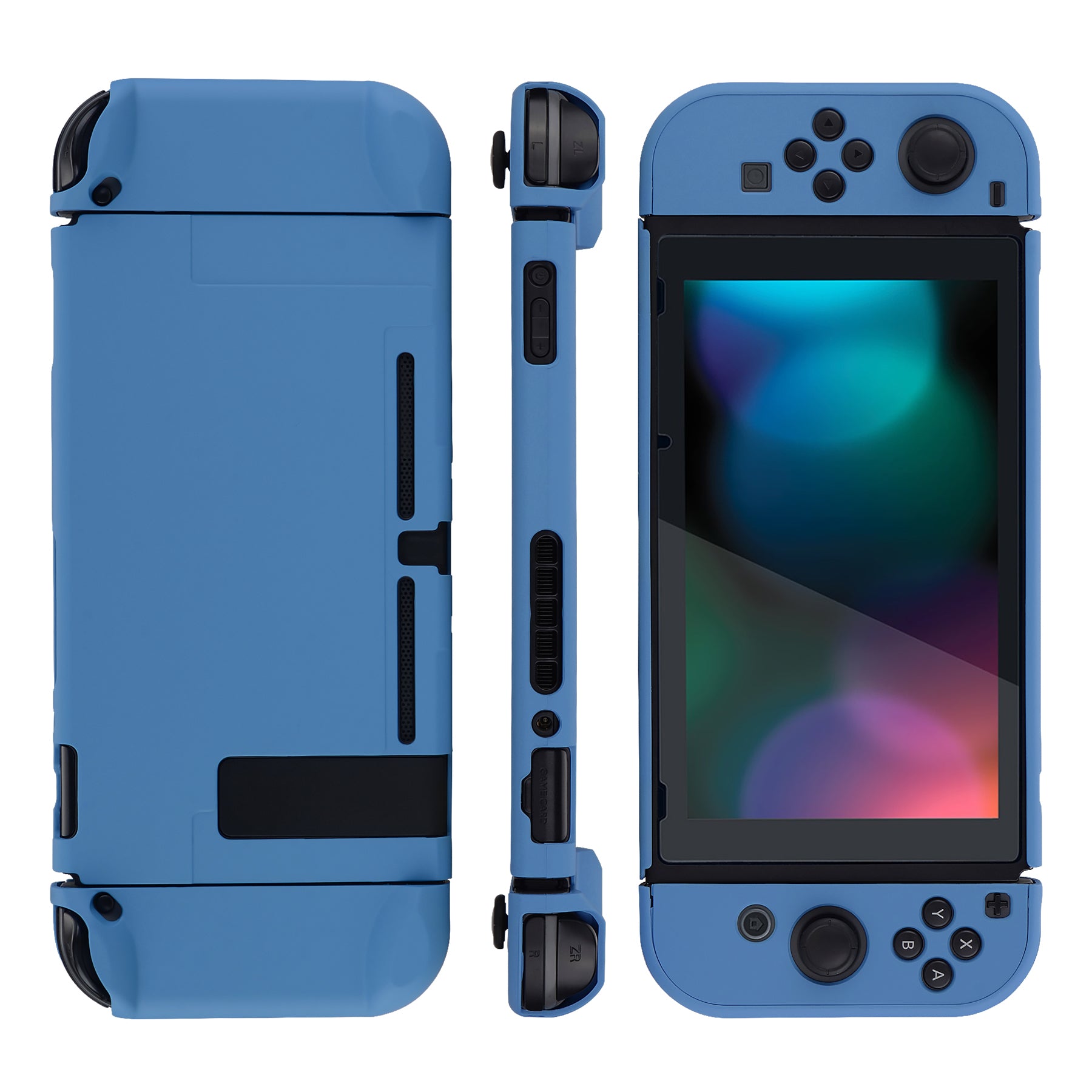 PlayVital Airforce Blue Back Cover for Nintendo Switch Console, NS Joycon Handheld Controller Separable Protector Hard Shell, Soft Touch Customized Dockable Protective Case for Nintendo Switch - NTP343 PlayVital