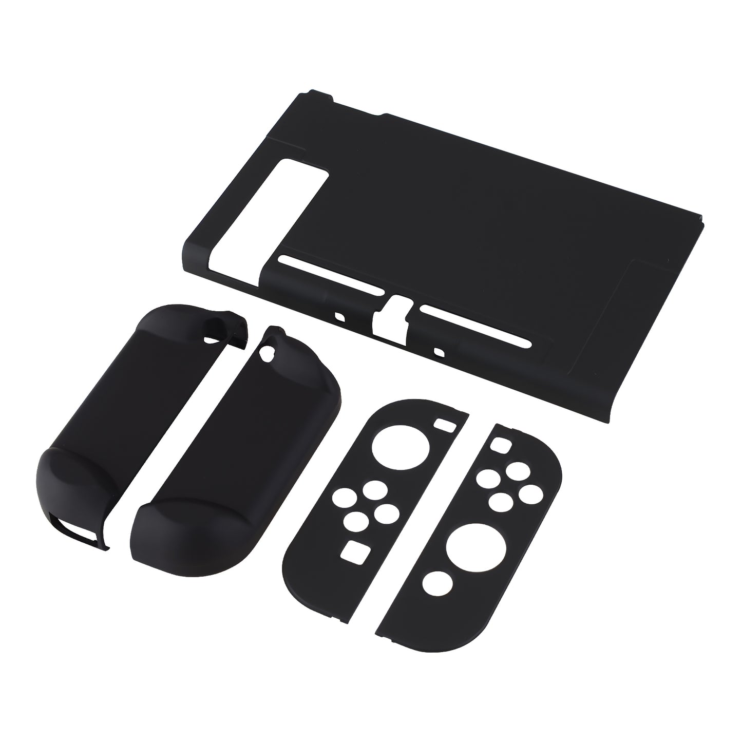 PlayVital Black Back Cover for Nintendo Switch Console, NS Joycon Handheld Controller Separable Protector Hard Shell, Soft Touch Customized Dockable Protective Case for Nintendo Switch - NTP344 PlayVital