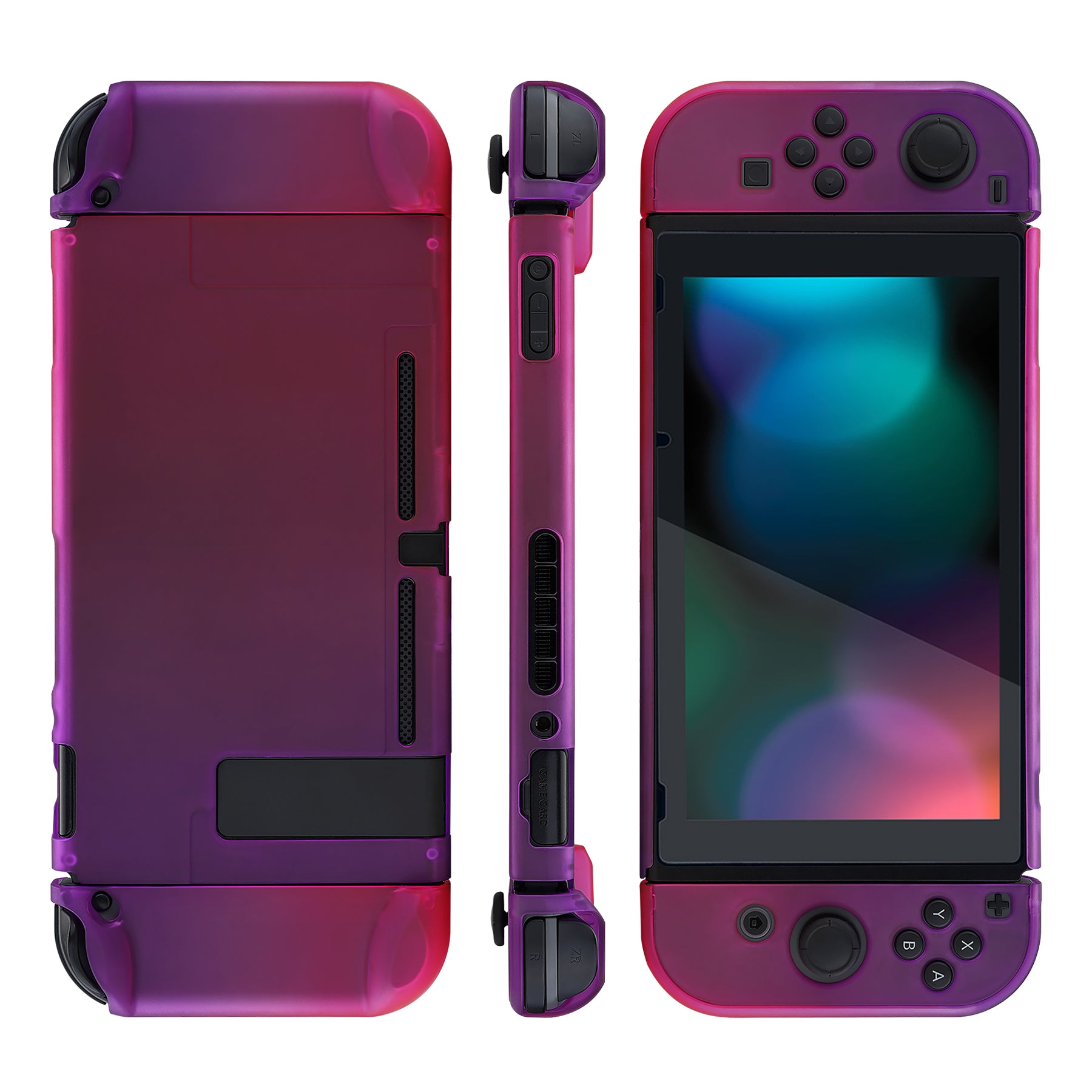 PlayVital Clear Atomic Purple Rose Red Back Cover for Nintendo