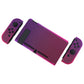 PlayVital Clear Atomic Purple Rose Red Back Cover for Nintendo Switch Console, NS Joycon Handheld Controller Separable Protector Hard Shell, Soft Touch Customized Dockable Protective Case for Nintendo Switch - NTP345 PlayVital