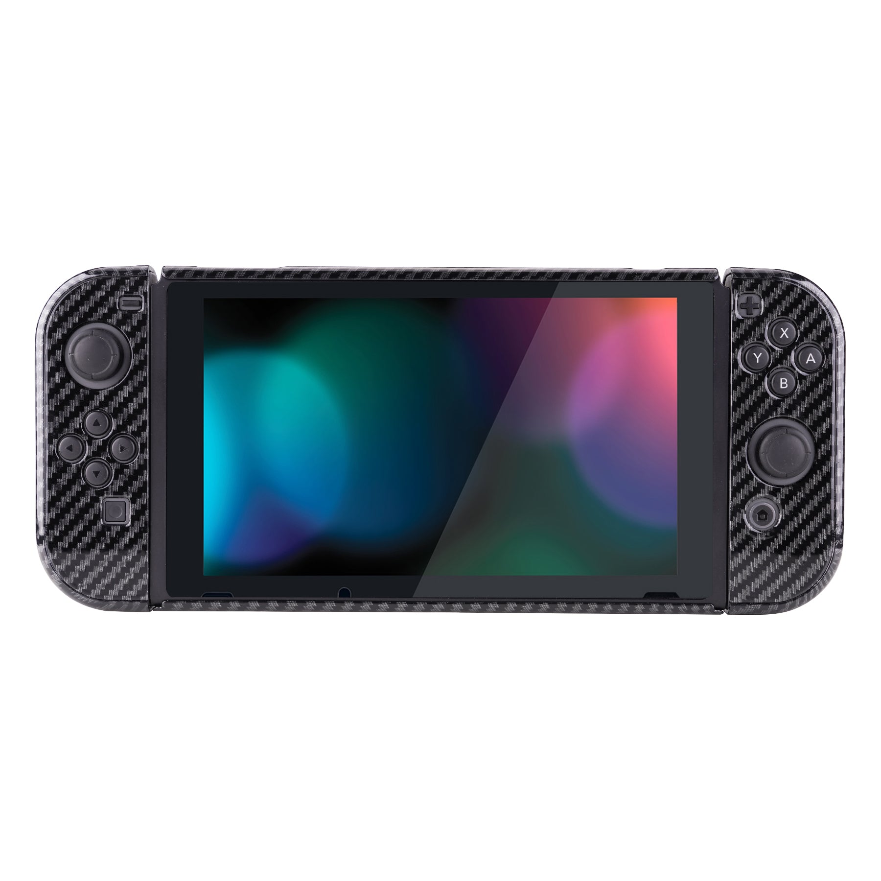 PlayVital Graphite Carbon Fiber Pattern Back Cover for NS Switch Console, NS Joycon Handheld Controller Separable Protector Hard Shell, Customized Dockable Protective Case for NS Switch -  NTS201 PlayVital