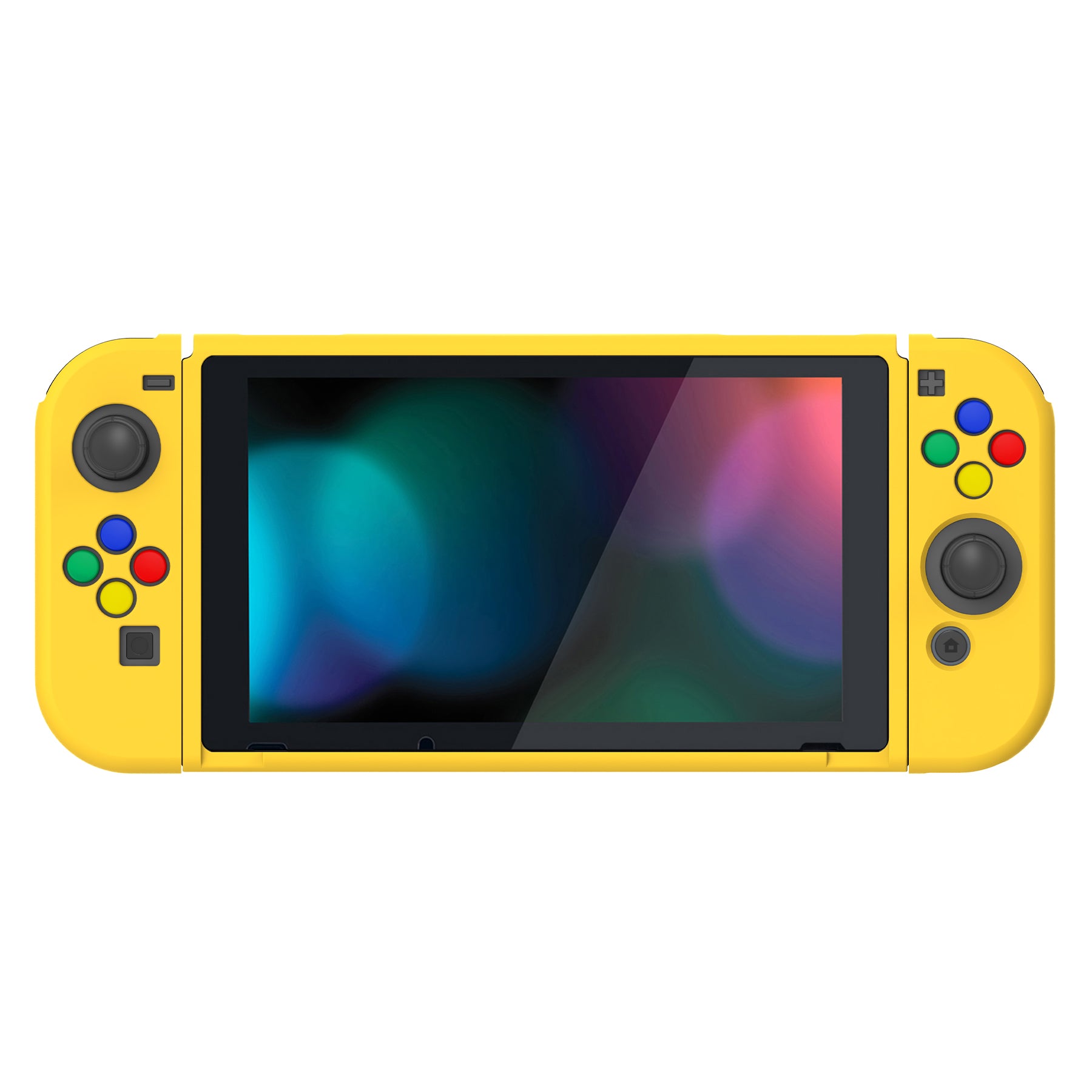 PlayVital Yellow Protective Case for NS Switch, Soft TPU Slim Case Cover for NS Switch Joy-Con Console with Colorful ABXY Direction Button Caps - NTU6005 PlayVital