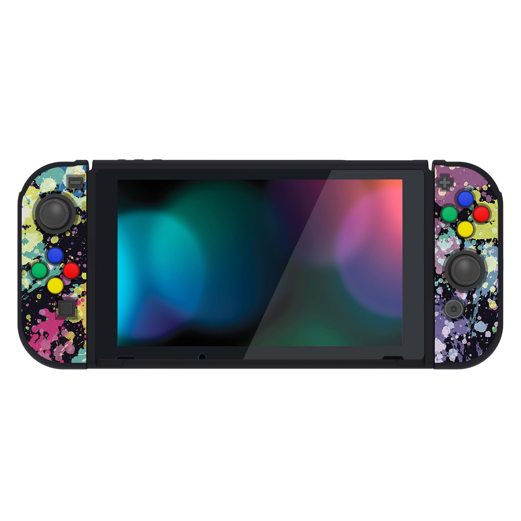 PlayVital Watercolour Splash Protective Case for NS Switch, Soft TPU Slim Case Cover for Nintendo Switch Joy-Con Console with Colorful ABXY Direction Button Caps - NTU6016 PlayVital