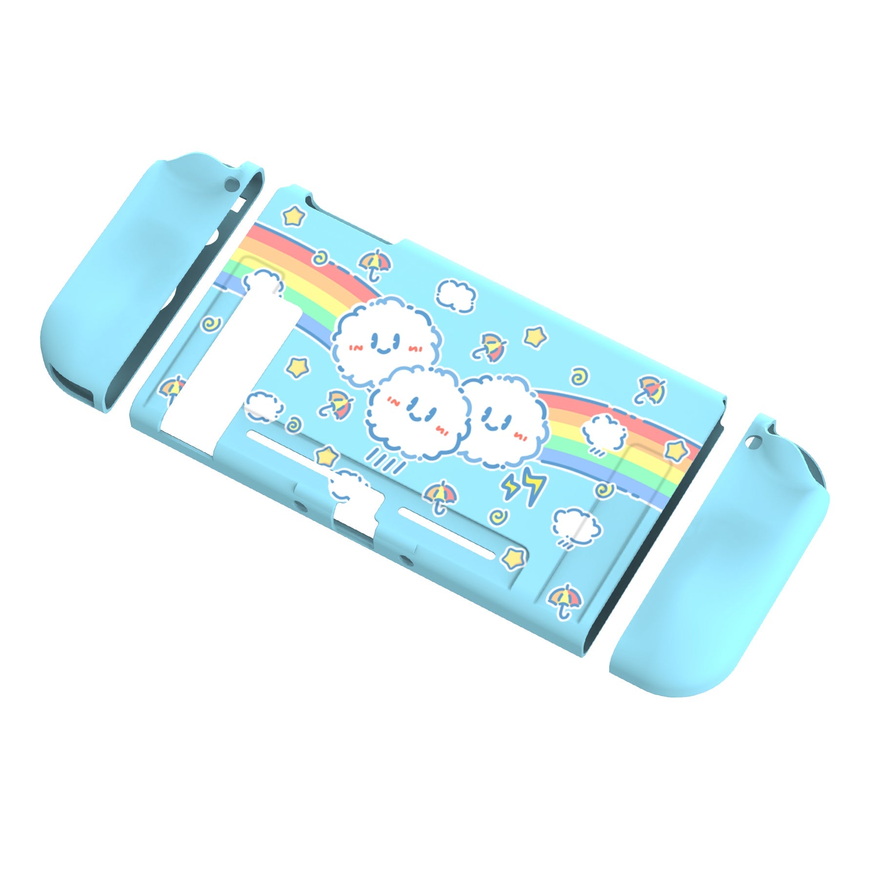 PlayVital Rainbow on Cloud Protective Case for NS, Soft TPU Slim Case Cover for NS Joycon Console with Colorful ABXY Direction Button Caps - NTU6022 PlayVital