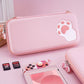 PlayVital Pink Cute Switch Carrying Case, Cat Paw Switch Hard Portable Pouch, Soft Velvet Lining Switch Storage Bag, Travel Case for Nintendo Switch OLED w/Thumb Grips Game Cards Slots & Inner Pocket - NTW001 PlayVital
