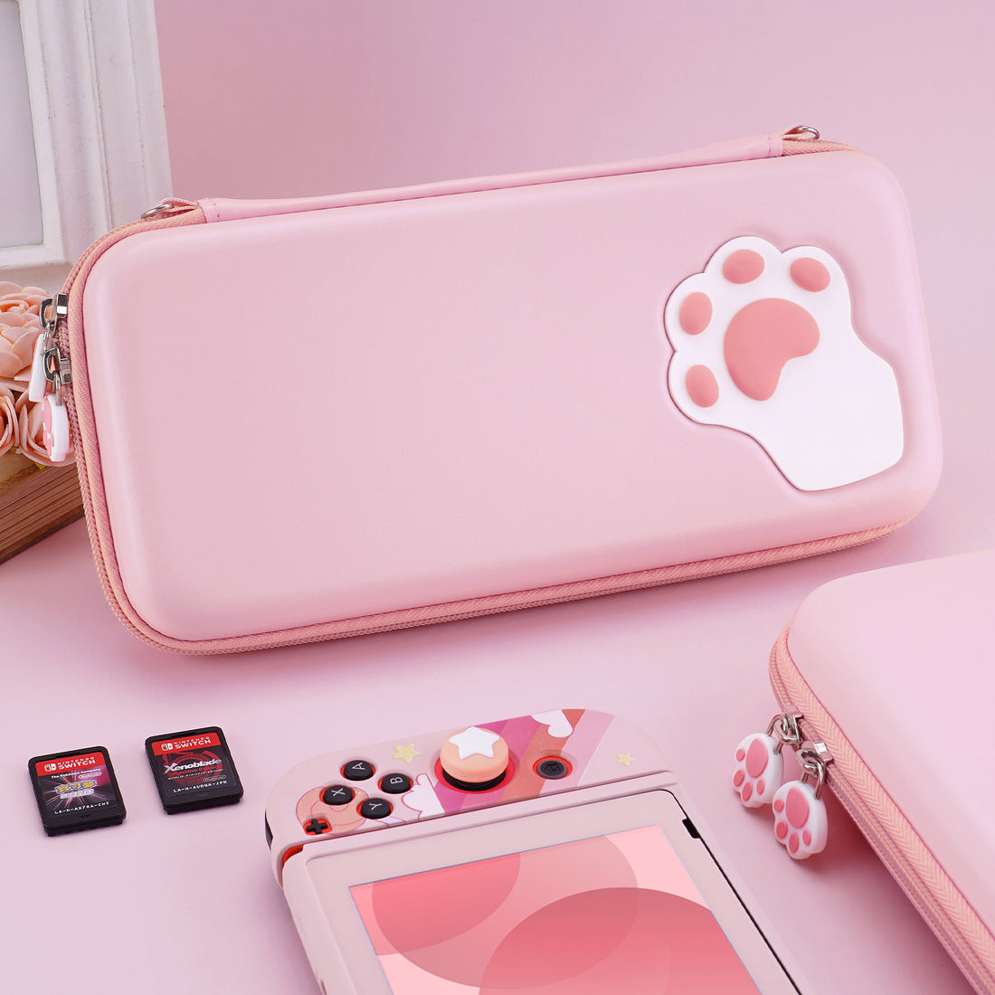 Pochette PlayVital Cat Paw Pink Nintendo Switch