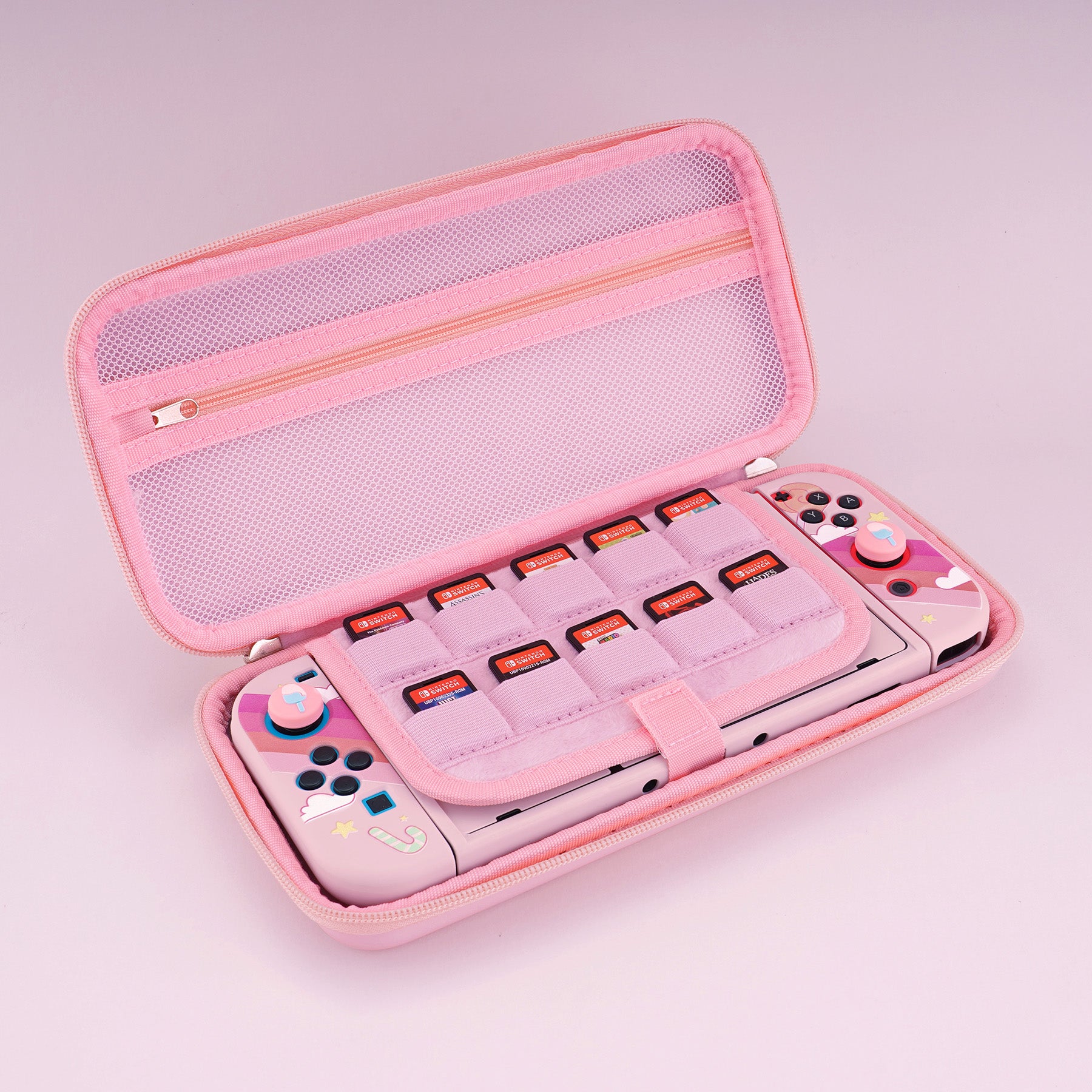Nintendo Switch Holder Case PlayVital Candy Rainbow Unicorn Pink