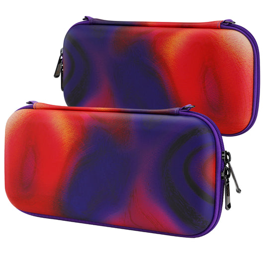 PlayVital Pink Switch Carrying Case, Switch Portable Pouch, Soft Velvet Lining Switch Storage Bag, Travel Case for NS Switch OLED with Thumb Grips Game Cards Slots & Inner Pocket - Purple Red Swirl - NTW004 PlayVital