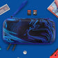 PlayVital Pink Switch Carrying Case, Switch Portable Pouch, Soft Velvet Lining Switch Storage Bag, Travel Case for NS Switch OLED with Thumb Grips Game Cards Slots & Inner Pocket - Blue Swirl - NTW006 PlayVital
