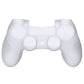 PlayVital Guardian Edition Clear White Ergonomic Soft Anti-Slip Controller Silicone Case Cover for ps4, Rubber Protector Skins with White Joystick Caps for PS4 Slim PS4 Pro Controller - P4CC0063 playvital