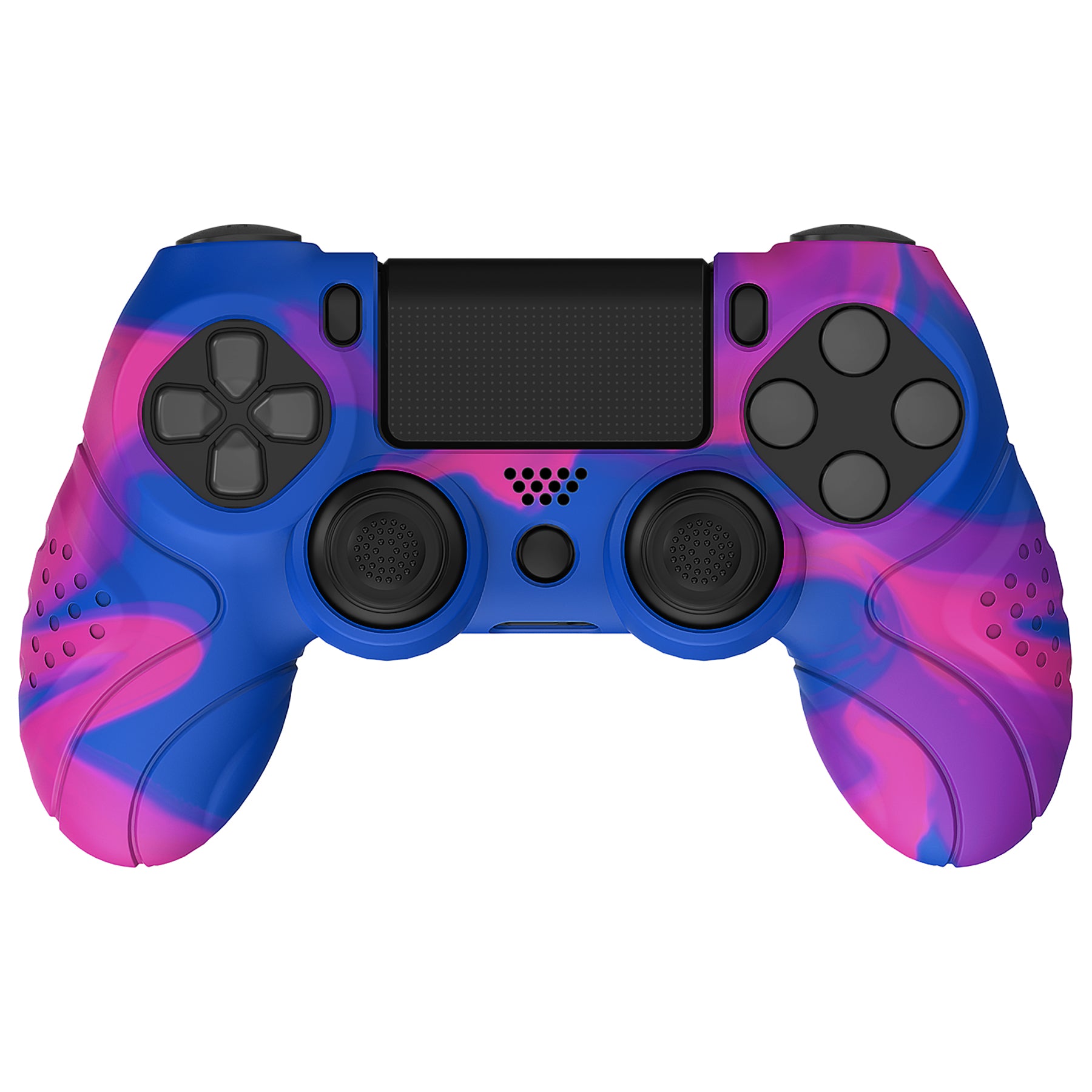 PlayVital Guardian Edition Pink & Purple & Blue Ergonomic Soft Anti-Slip Controller Silicone Case Cover for ps4, Rubber Protector Skin with Joystick Caps for ps4 Slim/Pro Controller - P4CC0072 playvital