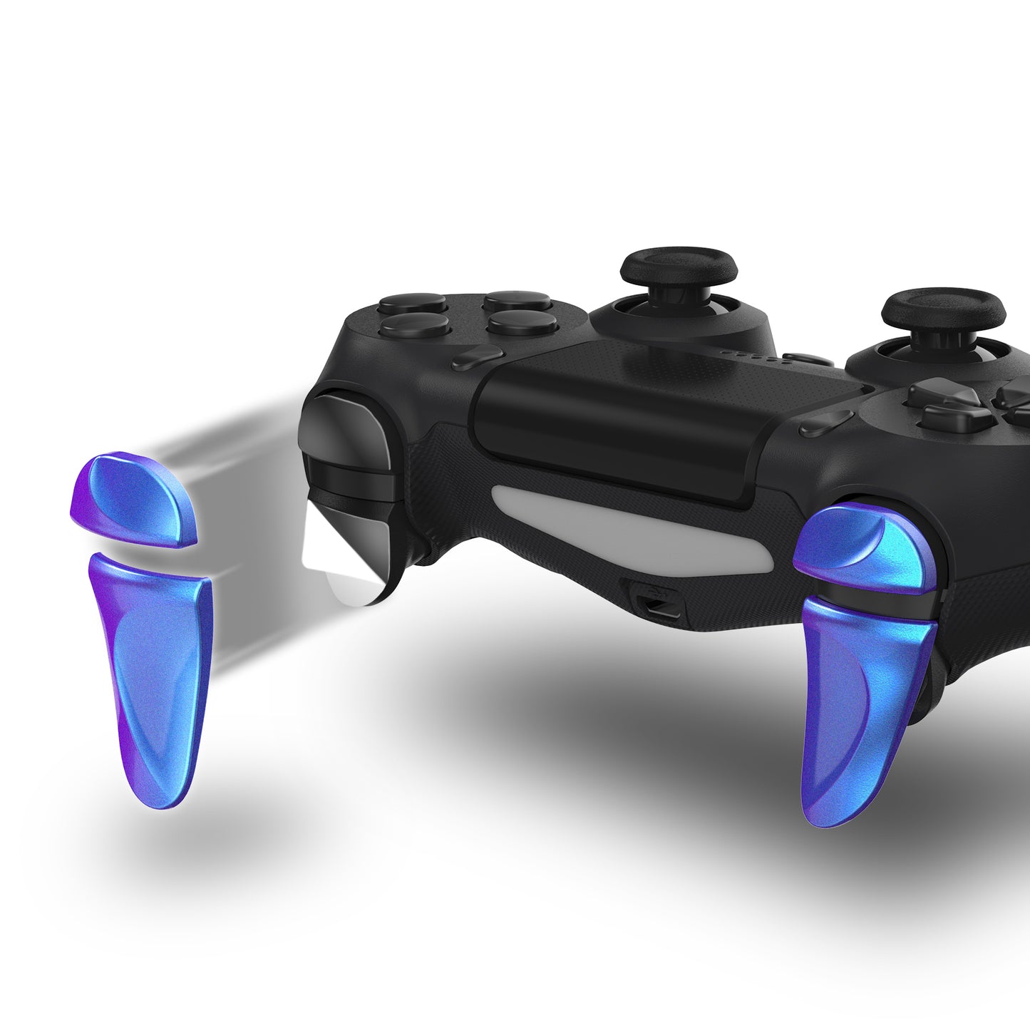 PlayVital 2 Pair Shoulder Buttons Extension Triggers for PS4 All Model Controller, Game Improvement Adjusters for PS4 Controller, Bumper Trigger Extenders for PS4 Slim Pro Controller - Chameleon Purple Blue - P4PJ003 PlayVital