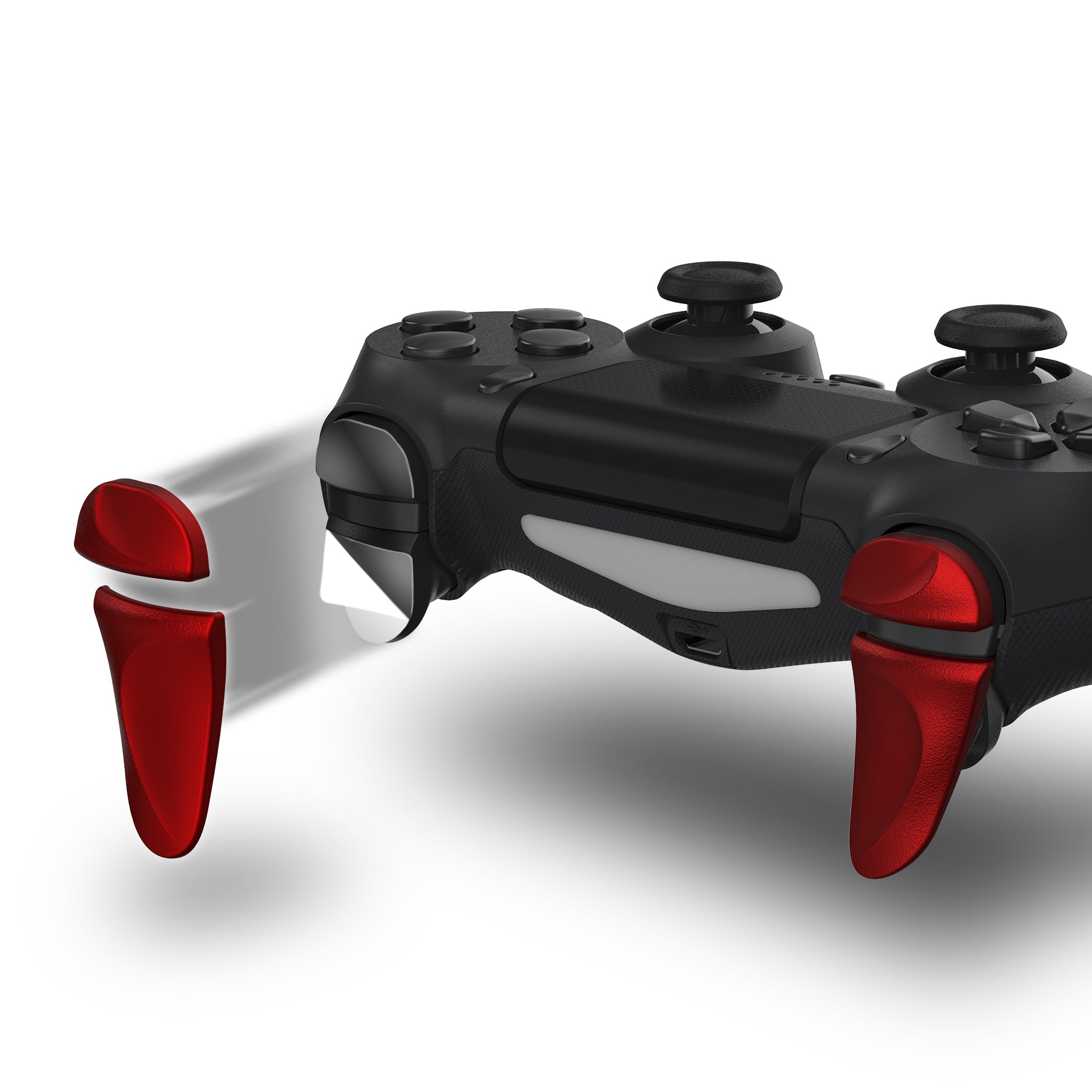 PlayVital 2 Pair Shoulder Buttons Extension Triggers for PS4 All Model Controller, Game Improvement Adjusters for PS4 Controller, Bumper Trigger Extenders for PS4 Slim Pro Controller - Scarlet Red - P4PJ004 PlayVital