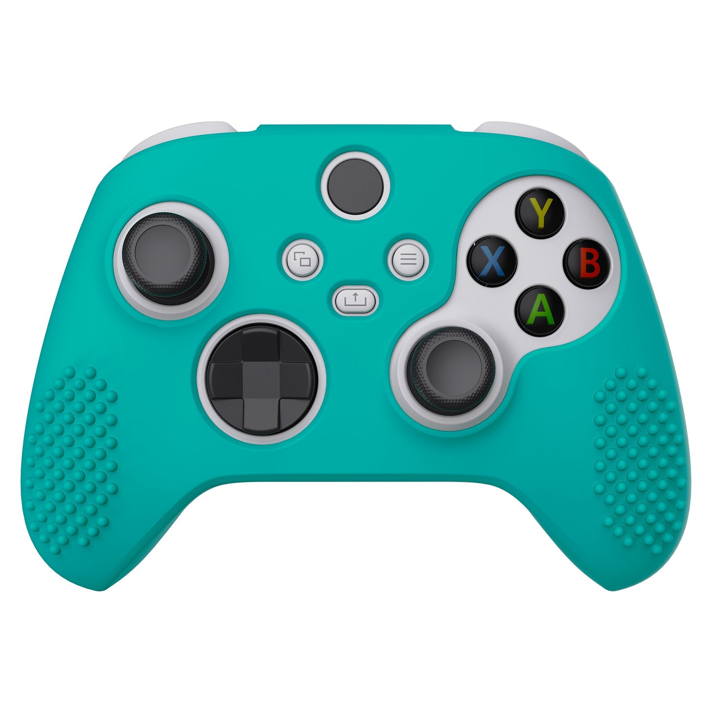 PlayVital Aqua Green 3D Studded Edition Anti-slip Silicone Cover Skin for Xbox Series X Controller, Soft Rubber Case Protector for Xbox Series S Controller with 6 White Thumb Grip Caps - SDX3010 PlayVital
