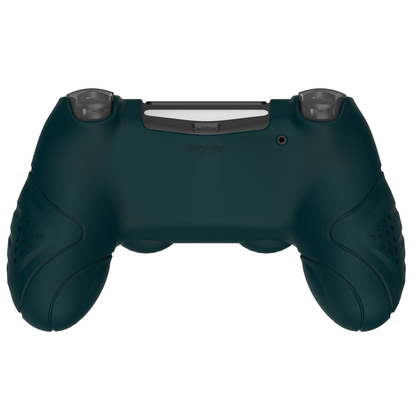 PlayVital Guardian Edition Racing Green Ergonomic Soft Anti-Slip Controller Silicone Case Cover for ps4, Rubber Protector Skins with black Joystick Caps for PS4 Slim PS4 Pro Controller - P4CC0062 playvital