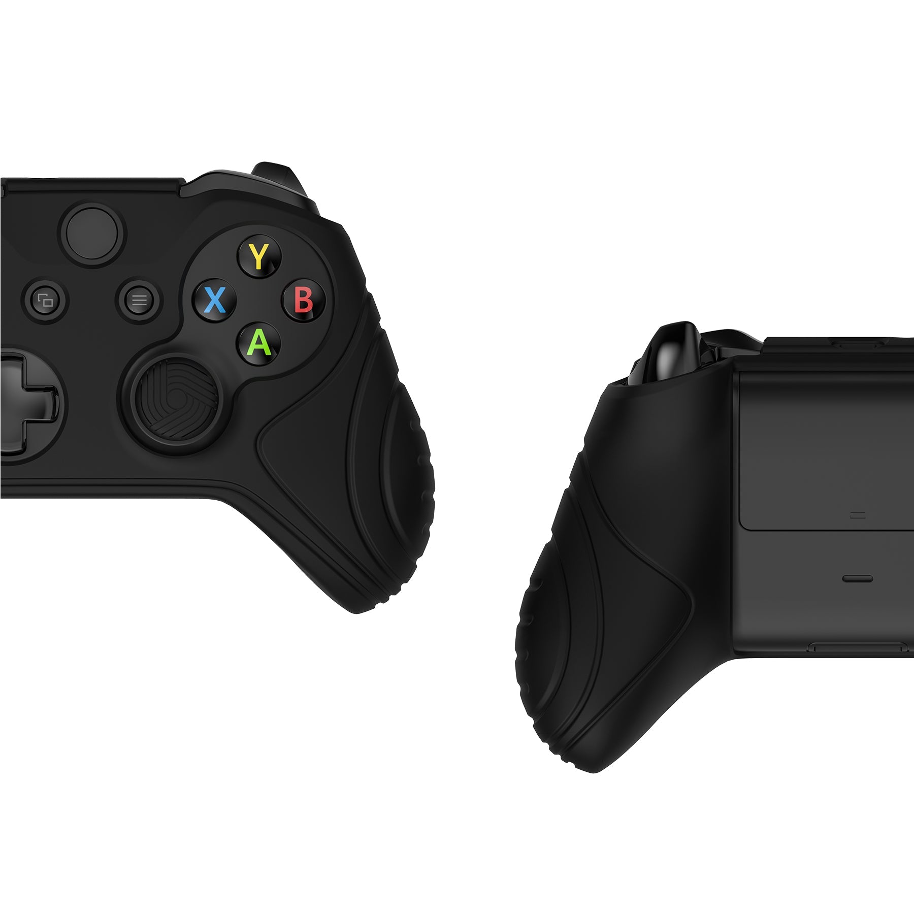 PlayVital Samurai Edition Black Anti-Slip Controller Grip Silicone Skin for Xbox One X/S Controller, Ergonomic Soft Rubber Protective Case Cover for Xbox One S/X Controller with Black Thumb Stick Caps - XOQ034 playvital