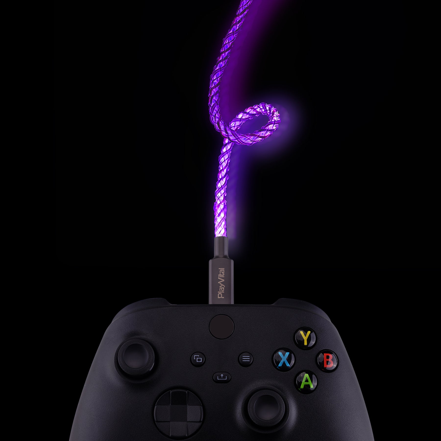 playvital 3.28FT Illuminated Charging Cable for ps5 Controller, USB Type C Charging Cord for Gamepad, Universal LED Light Up Data Cord for Xbox Core/Elite Series 2 / Switch Pro Controller- PFLED10 PlayVital