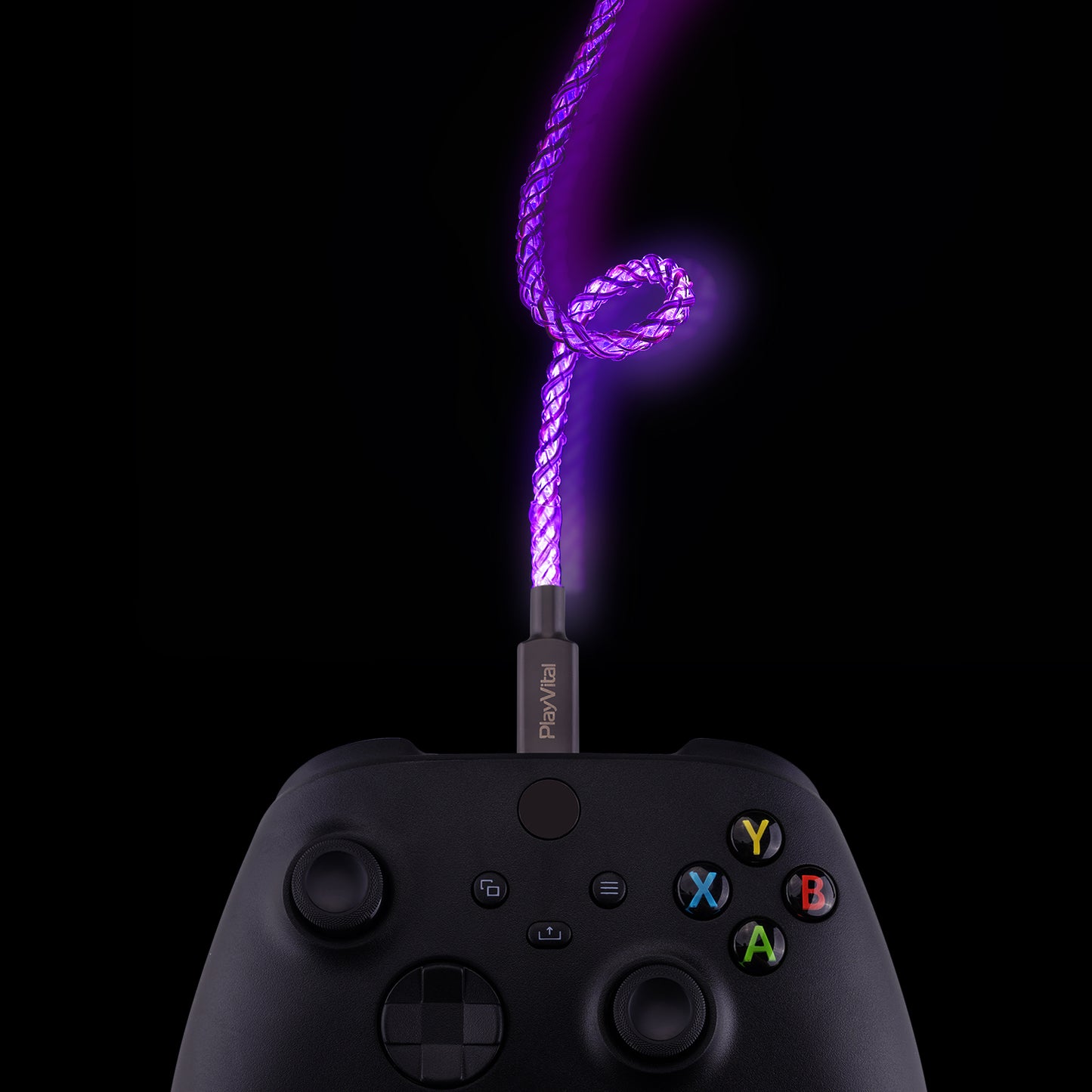 PlayVital 4.92FT Illuminated Charging Cable for ps5 Controller, USB Type C Charging Cord for Gamepad, Universal LED Light Up Data Cord for Xbox Core/Elite Series 2 / Switch Pro Controller- PFLED11 PlayVital