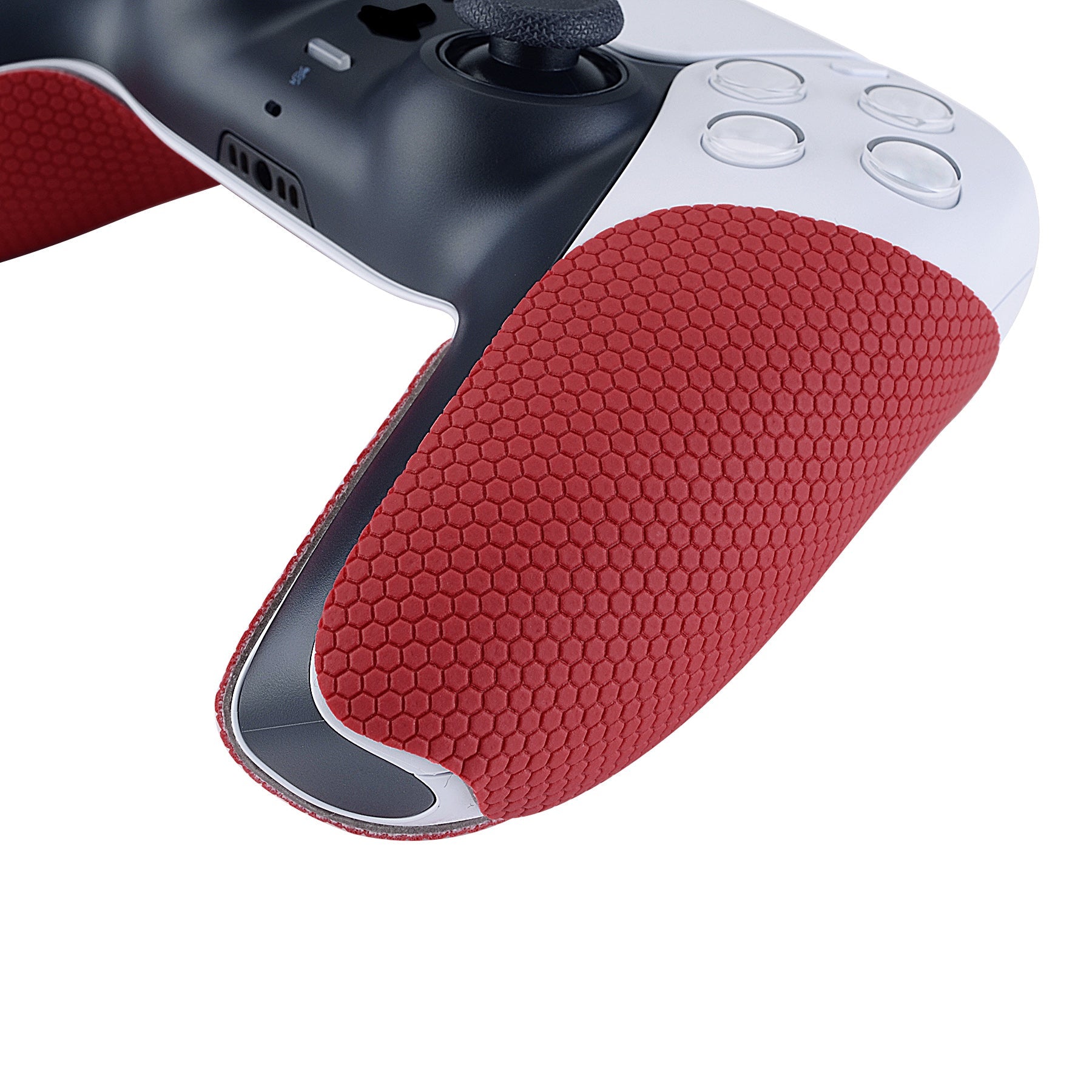 PlayVital Red Anti-Skid Sweat-Absorbent Controller Grip for PS5 Controller, Professional Textured Soft Rubber Pads Handle Grips for PS5 Controller - PFPJ005 PlayVital