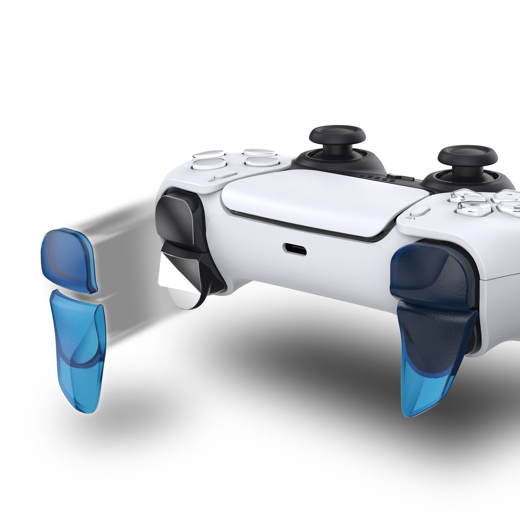 PlayVital Clear Blue 2 Pair Shoulder Buttons Extension Triggers for PS5 Controller, Game Improvement Adjusters for PS5 Controller, Bumper Trigger Extenders for PS5 Controller - PFPJ043 PlayVital