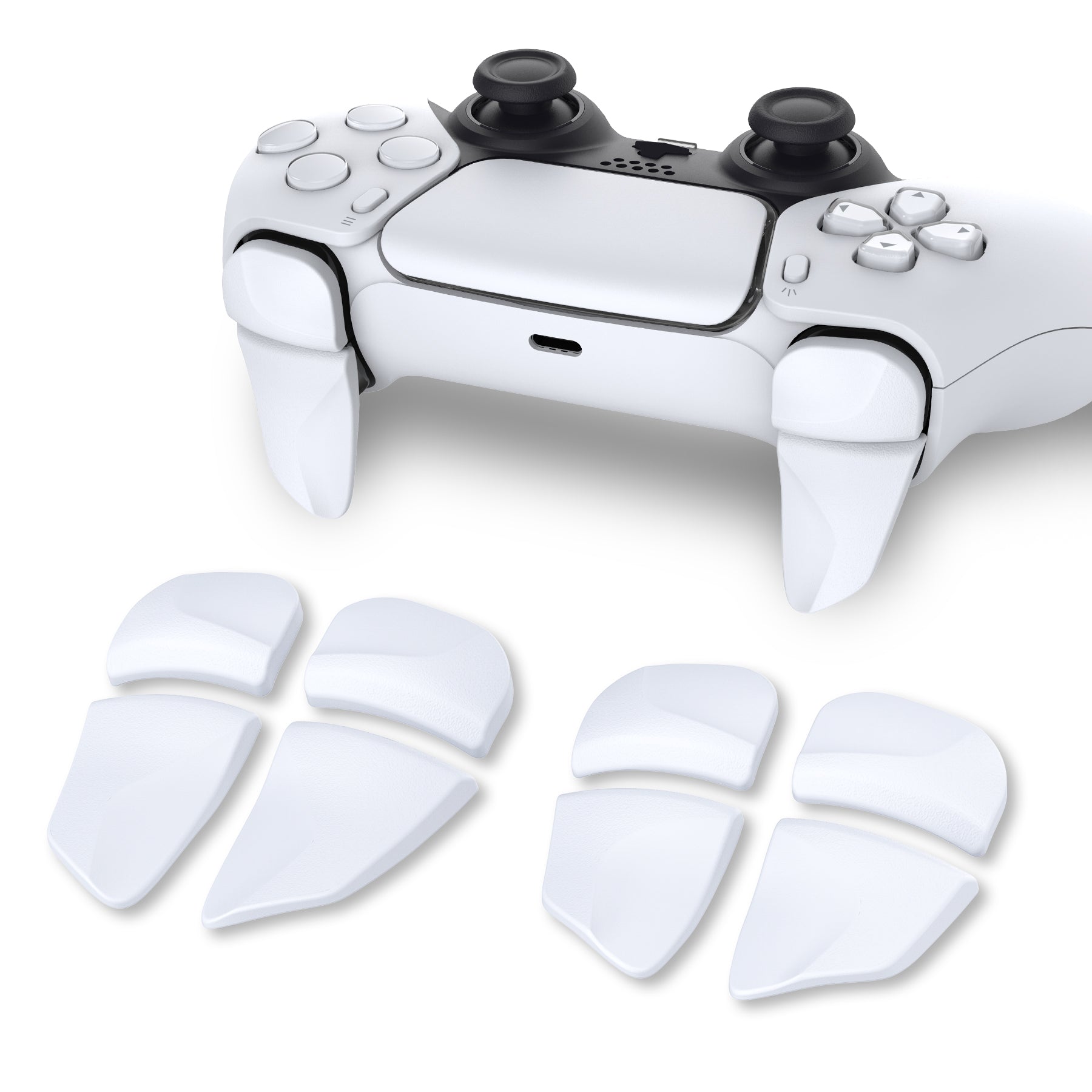 PlayVital White 2 Pair Shoulder Buttons Extension Triggers for PS5 Controller, Game Improvement Adjusters for PS5 Controller, Bumper Trigger Extenders for PS5 Controller - PFPJ045 PlayVital