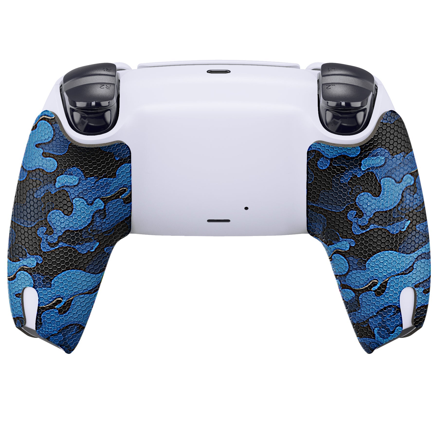 PlayVital Anti-Skid Sweat-Absorbent Controller Grip for PS5 Controller, Professional Textured Soft Rubber Pads Handle Grips for PS5 Controller - Black Blue Camouflage - PFPJ063 PlayVital